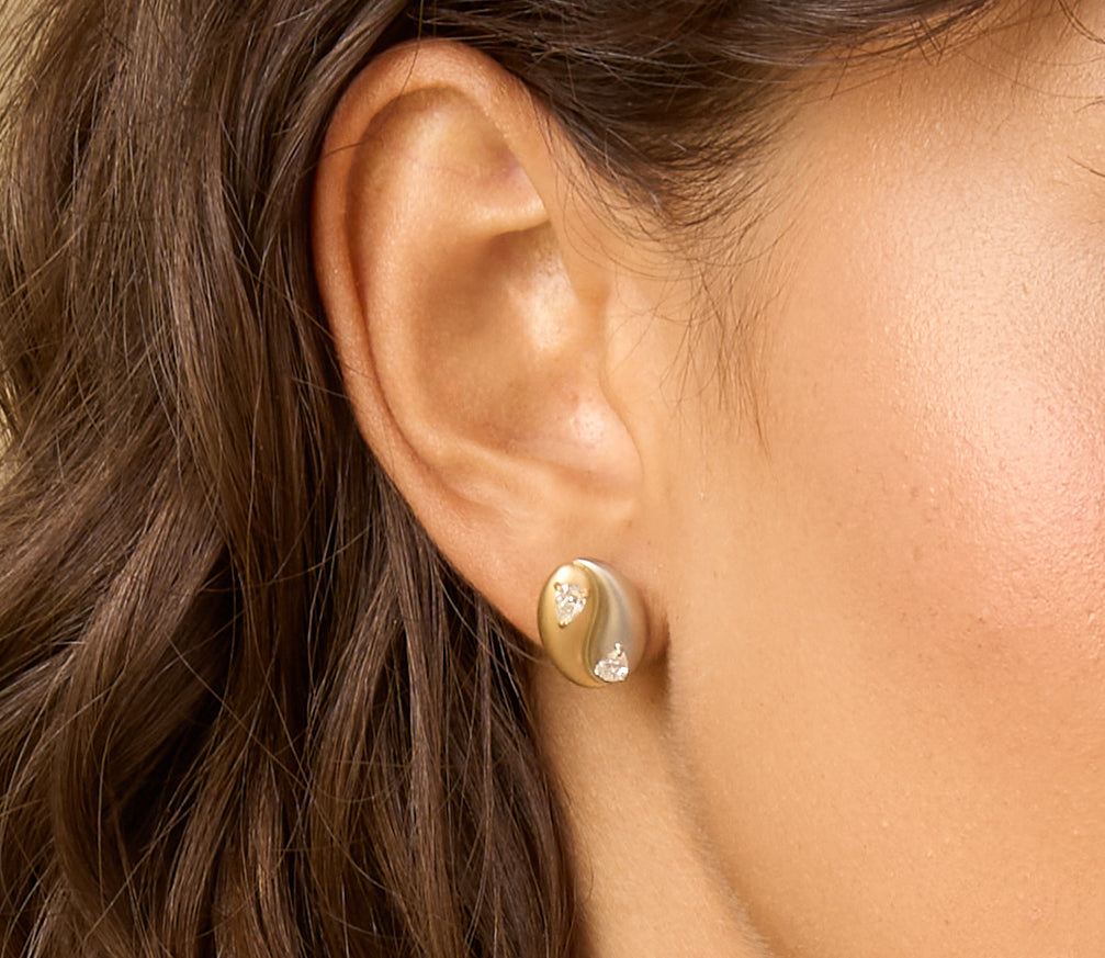Pear Shape Diamond Yin Yang Studs