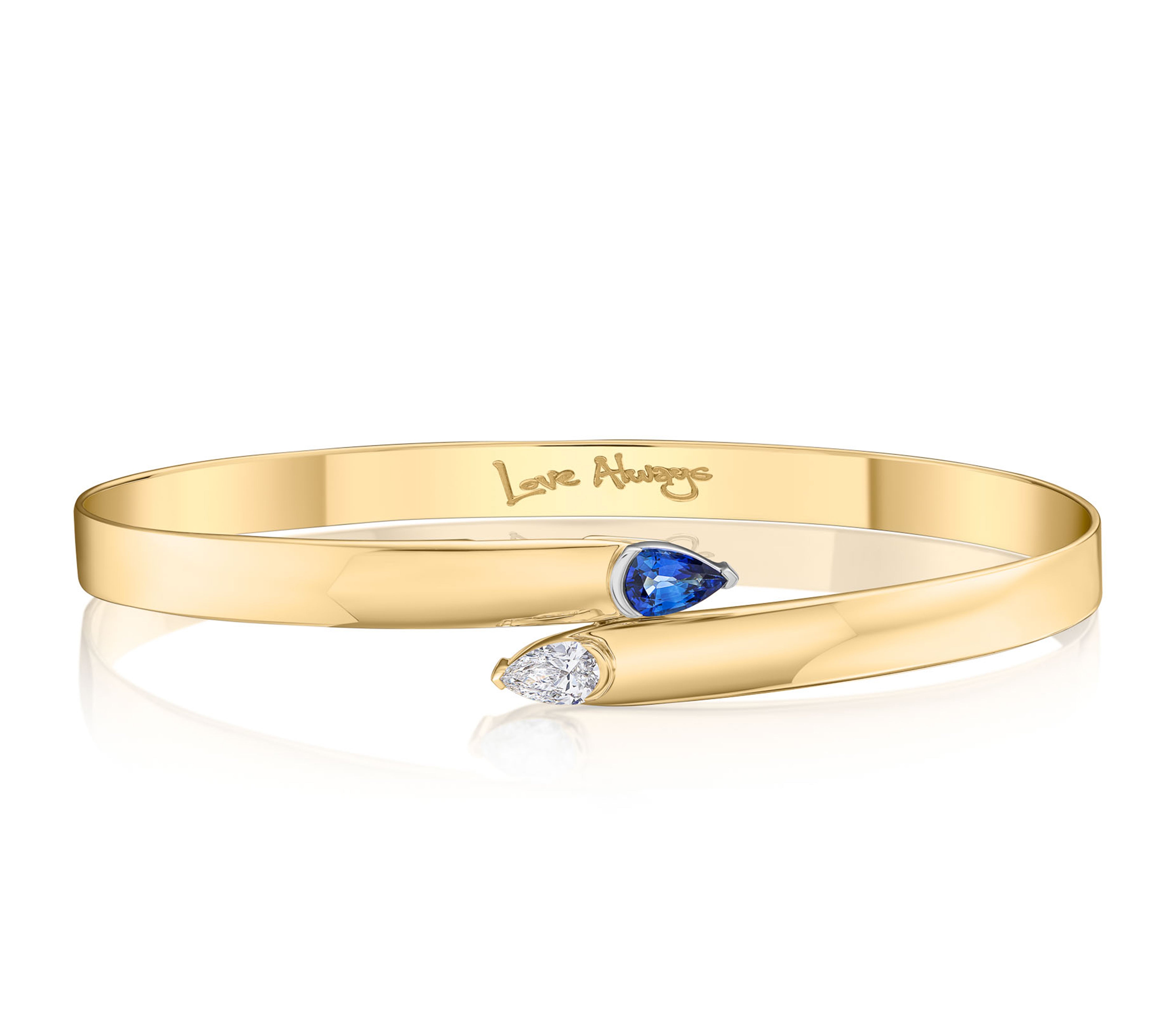 Pear Shape Diamond & Blue Sapphire Toi Et Moi Bracelet