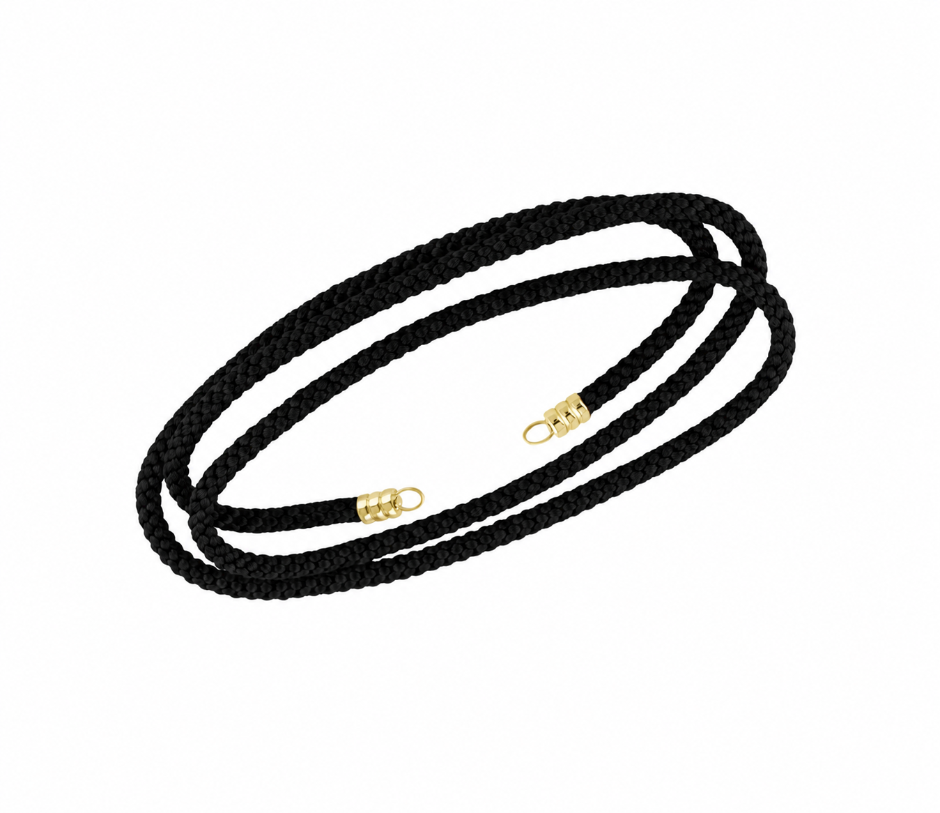 Black Kumihimo Silk Rope with End Caps
