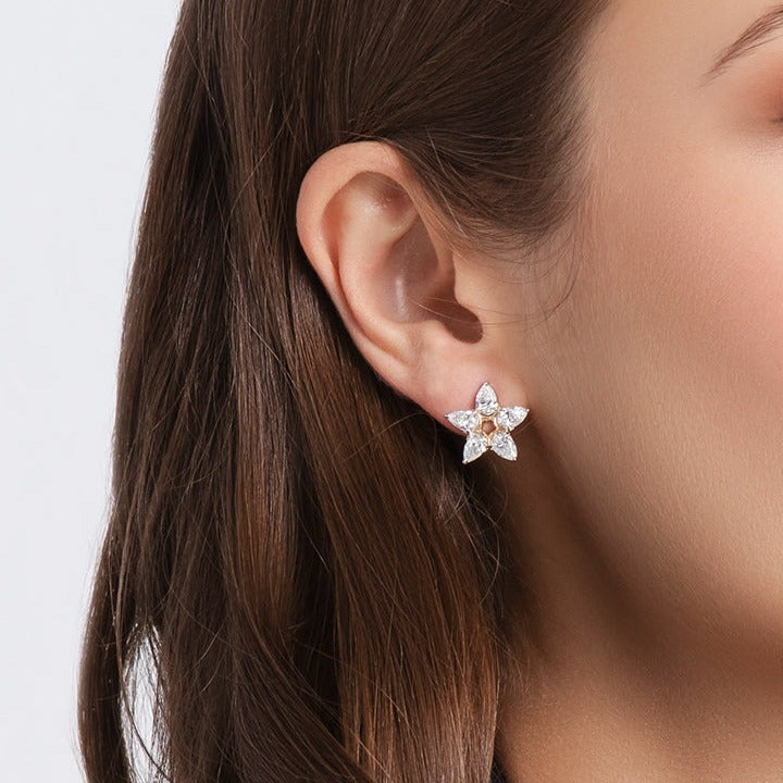 Pear Flower Stud Earrings