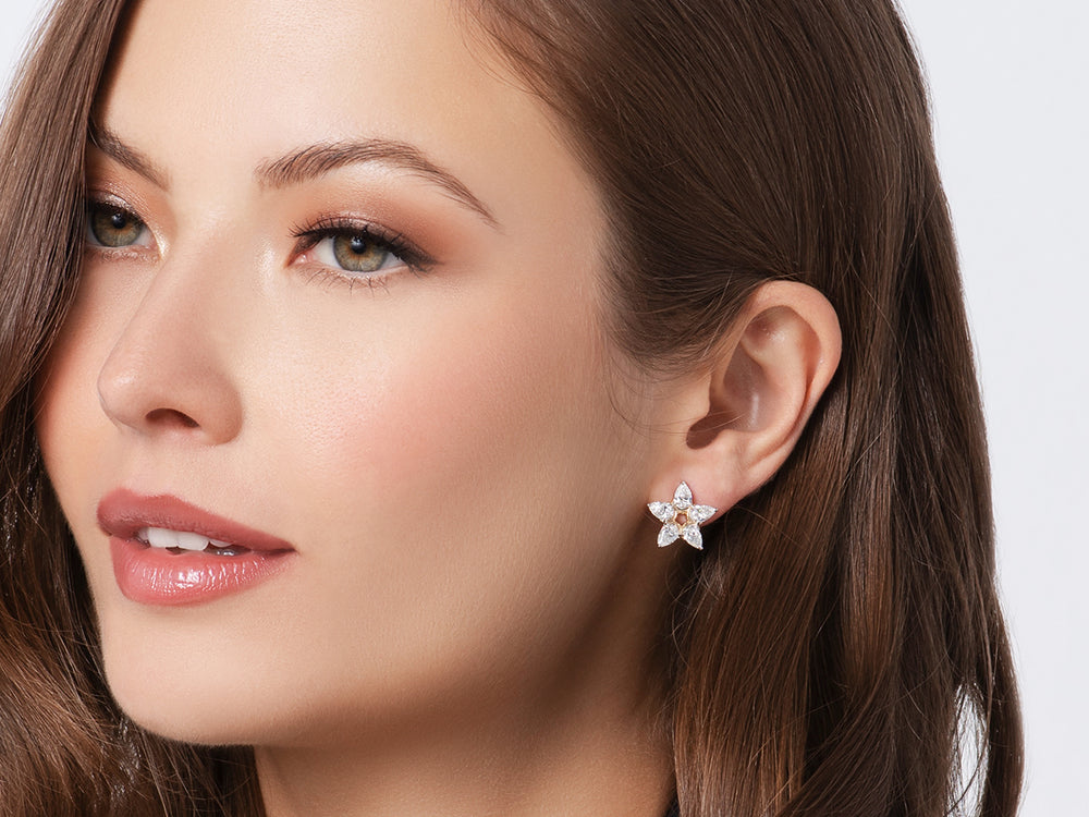 Pear Flower Stud Earrings