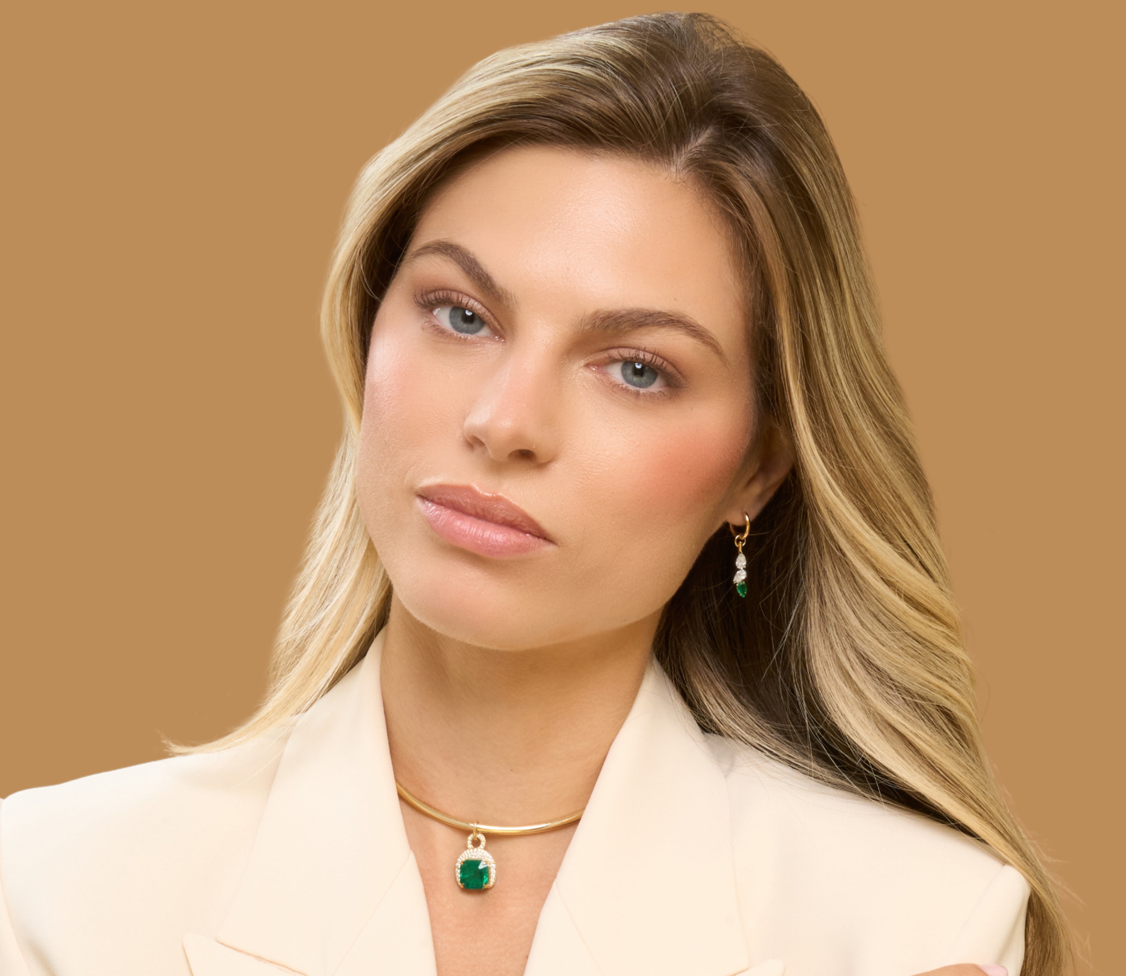 Colombian Emerald & Diamond Asscher-Cut Pirouette Pendant