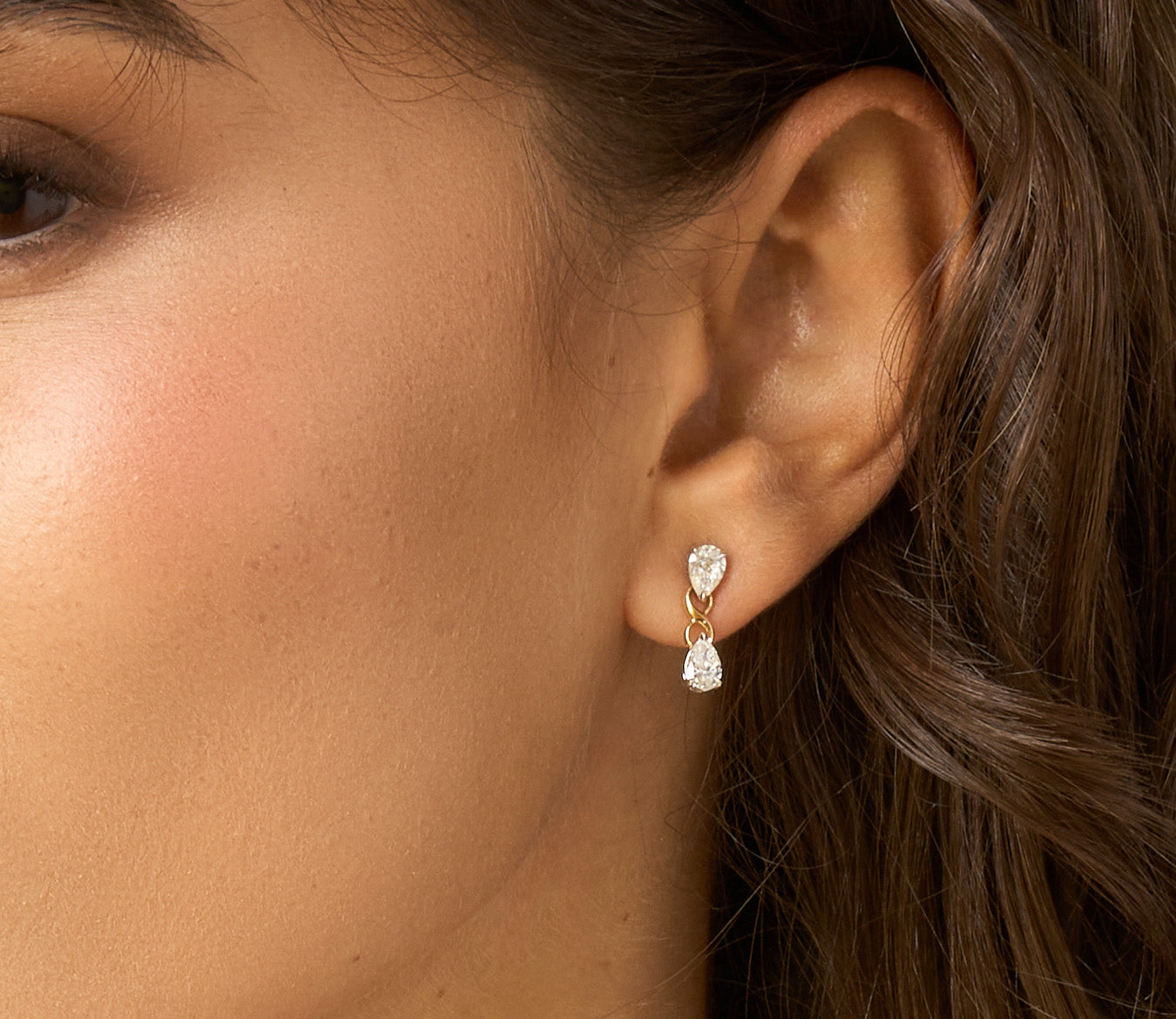 Pear Shape Diamond Twist Connection Earrings