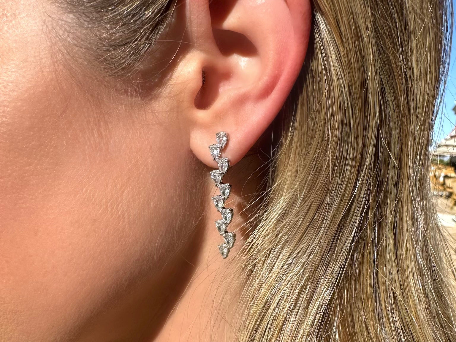 Pear Shape Diamond Long Offset Drops