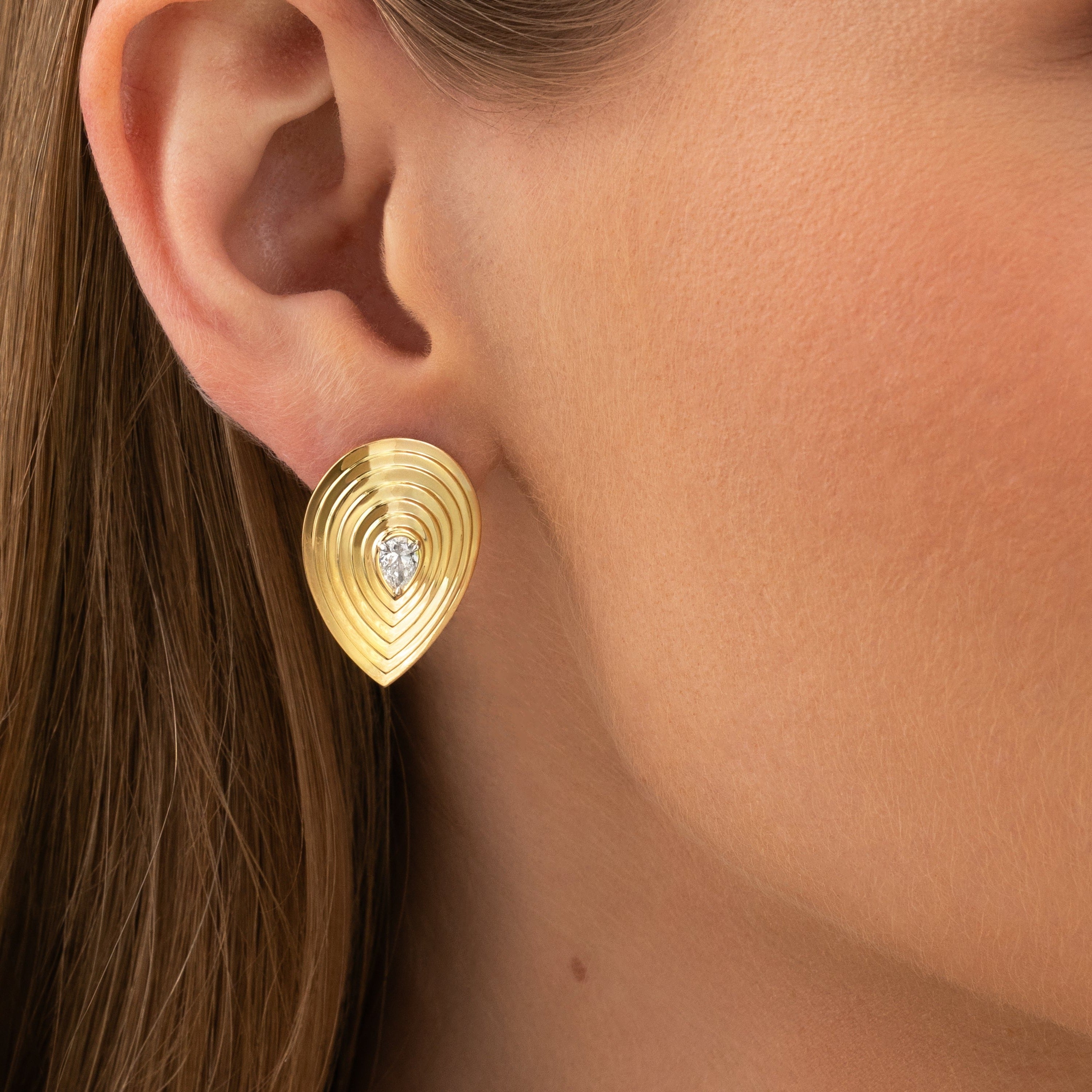 Pear Shape Diamond Large Layered Pear Studs