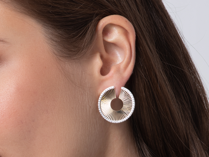Aura Front Back Large Fan Earring