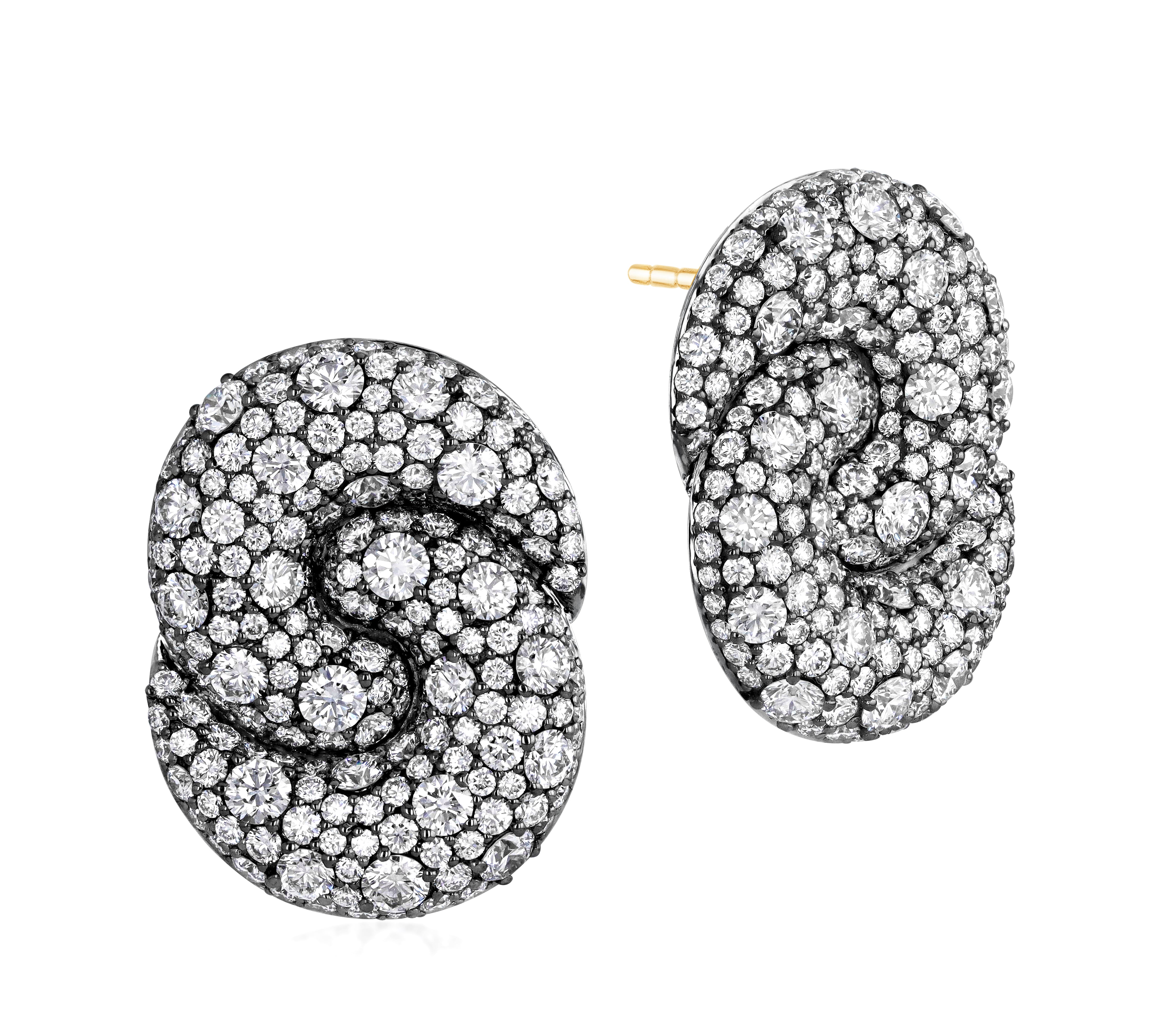 Large Duet Diamond Stud Earrings with all-over colorless pave diamonds in the signature Duet silhouette.