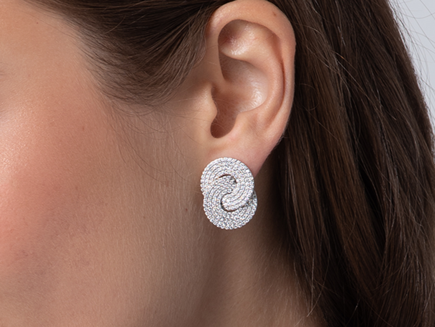 Diamond Large Double Interlocking Stud Earrings