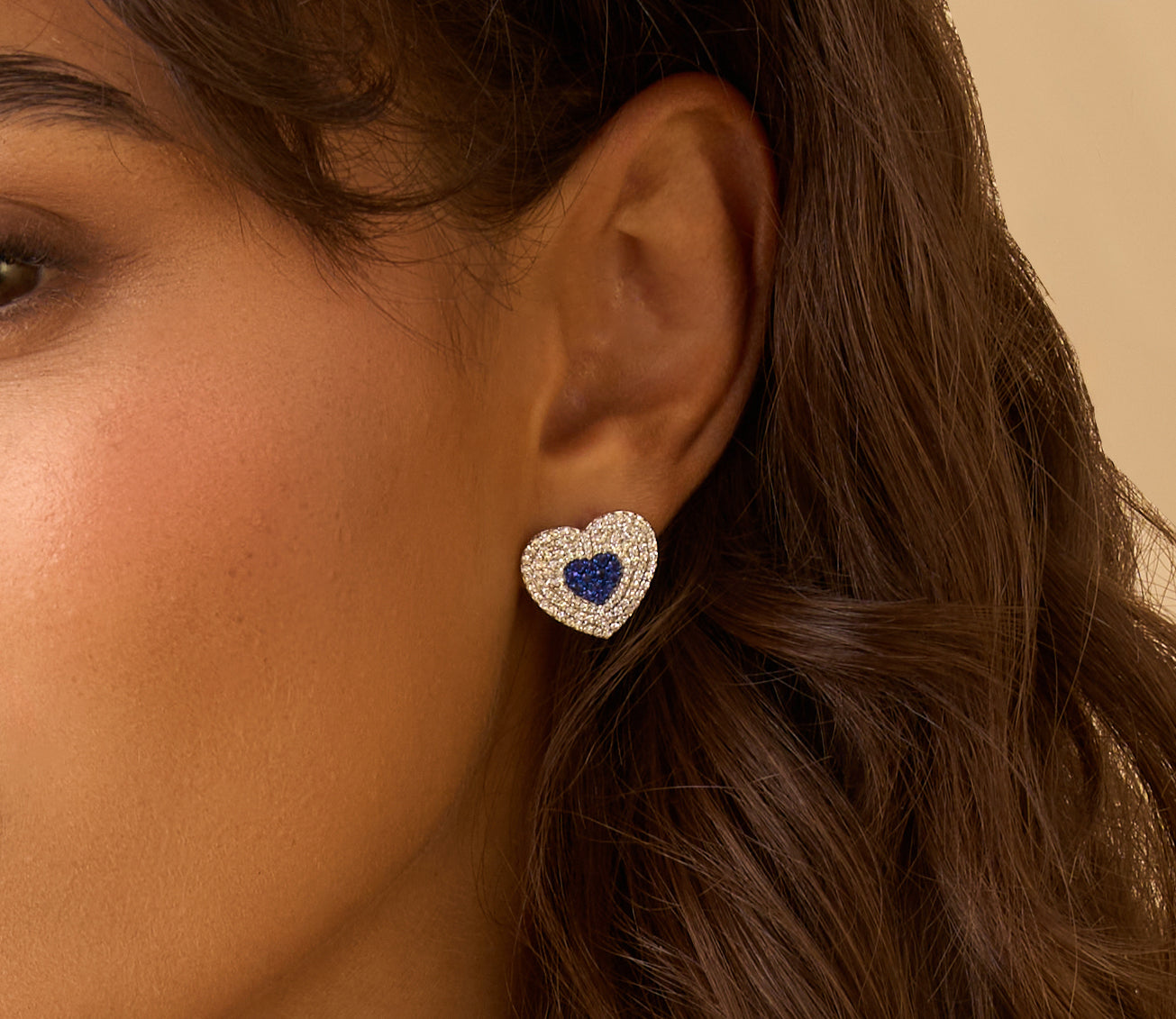 Diamond & Blue Sapphire Infinity Heartbeat Studs