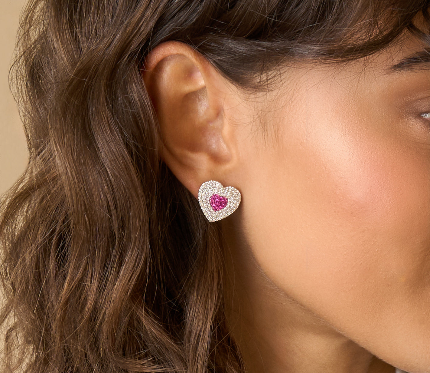 Diamond & Pink Sapphire Infinity Heartbeat Studs