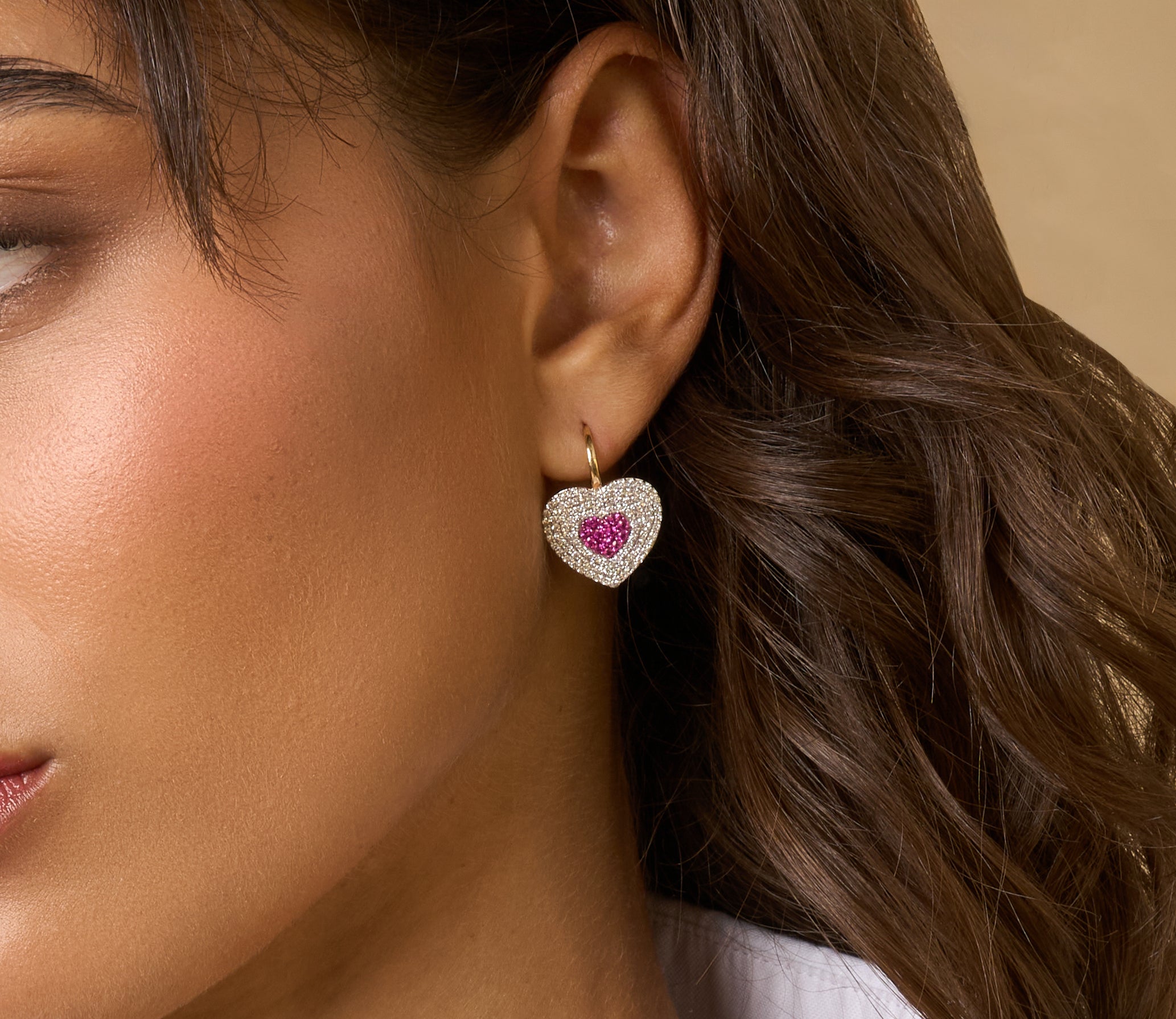 Diamond & Pink Sapphire Infinity Heartbeat Leverbacks