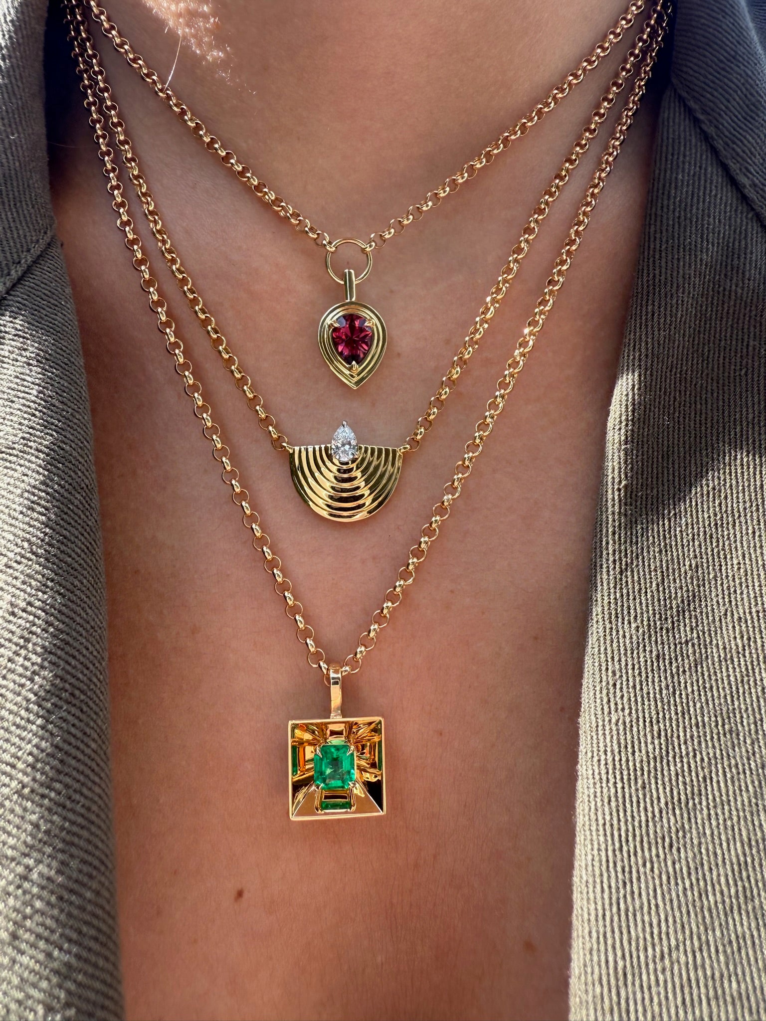 Colombian Emerald Mirror Amplifier Necklace