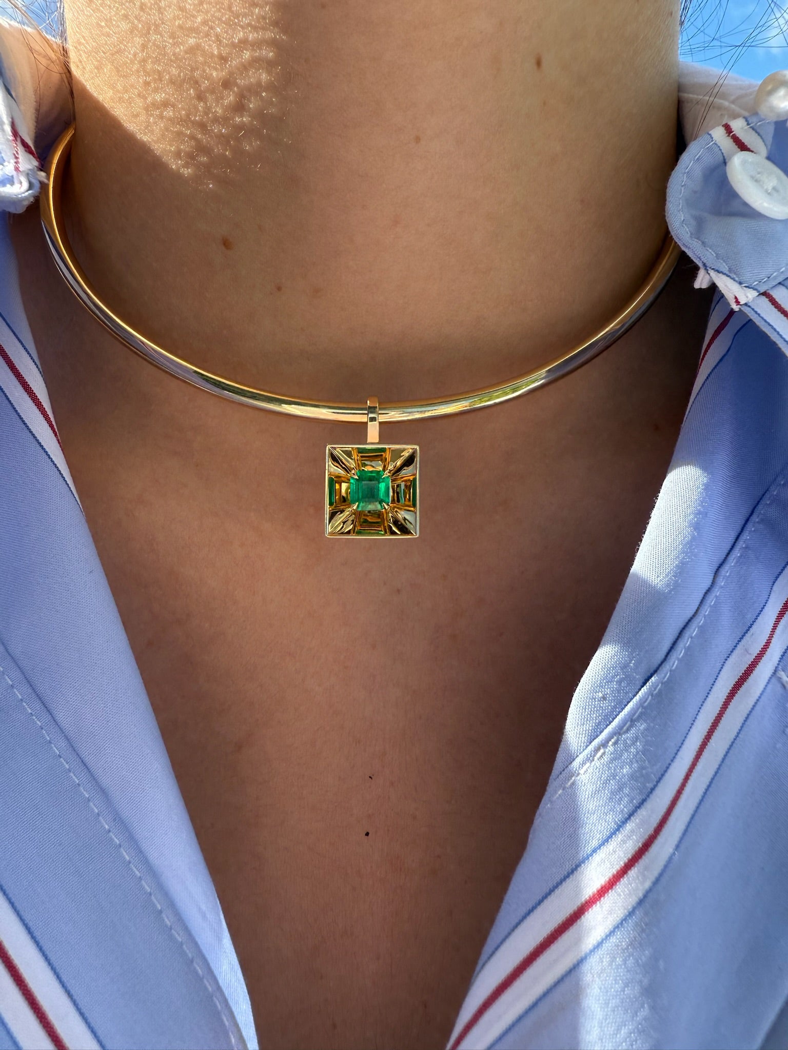 Colombian Emerald Mirror Amplifier Necklace