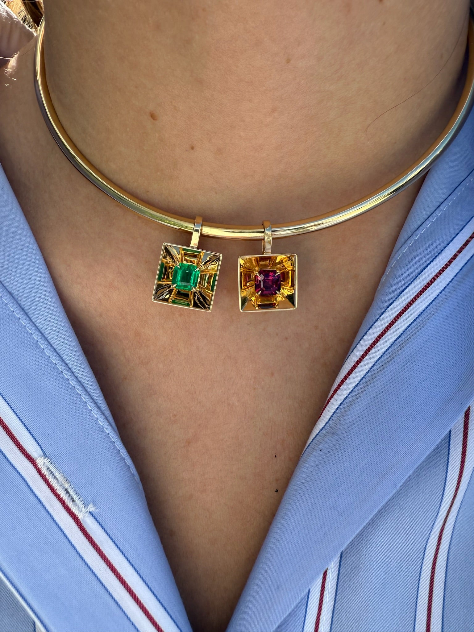 Rhodolite Mirror Amplifier Necklace