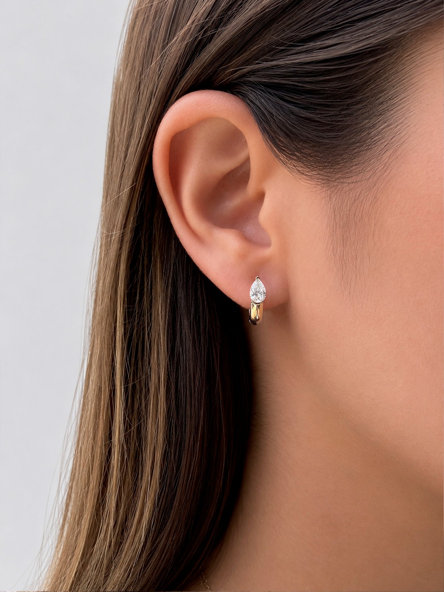 Pear Shape Diamond & Sapphire Mood Huggies