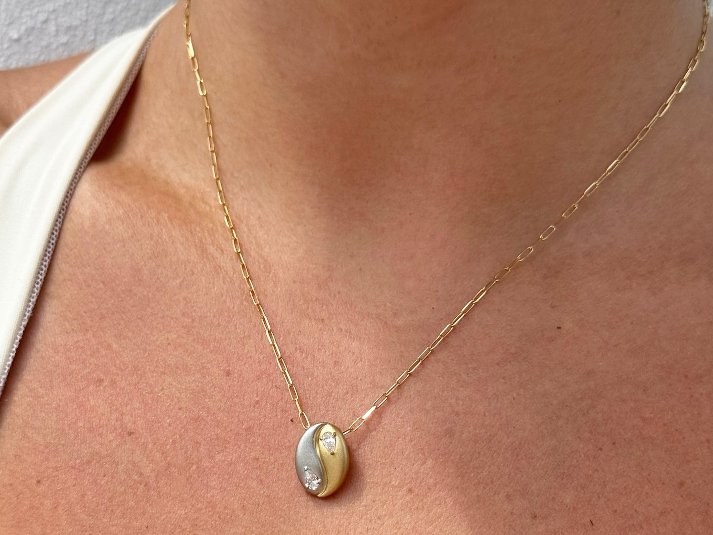 Pear Shape Diamond Yin Yang Necklace