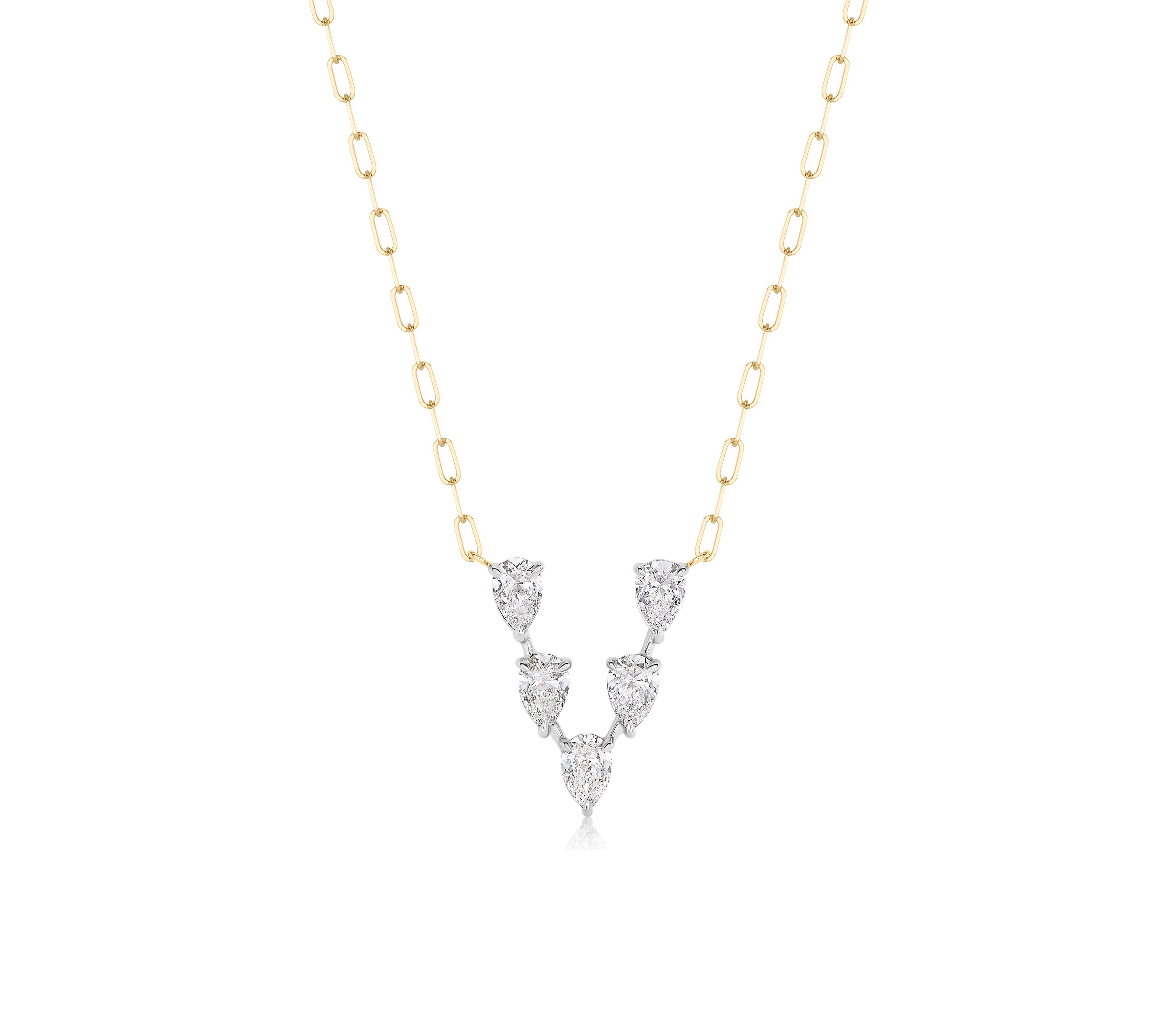 Pear Shape Diamond V-Necklace