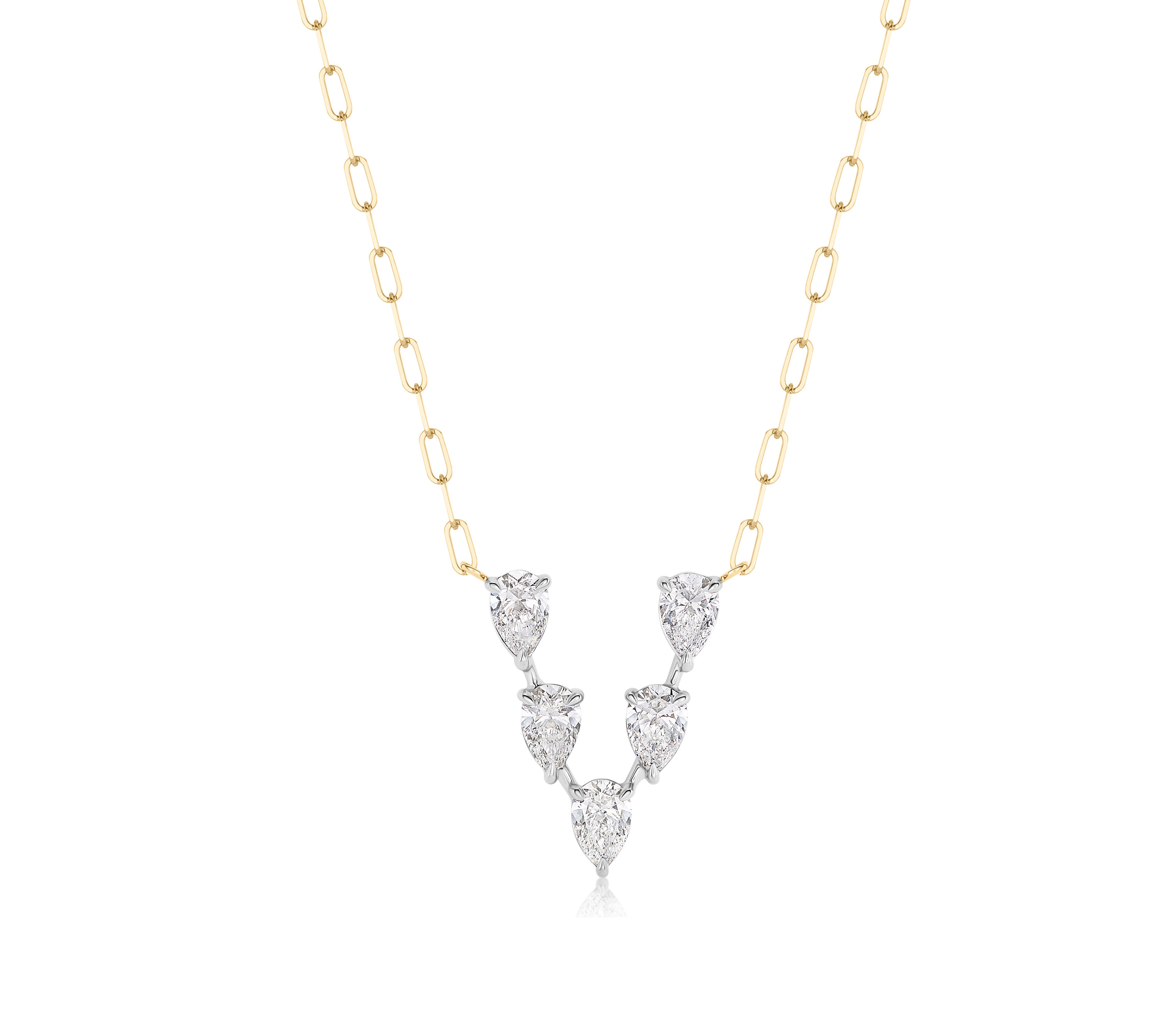 Pear Shape Diamond V-Necklace
