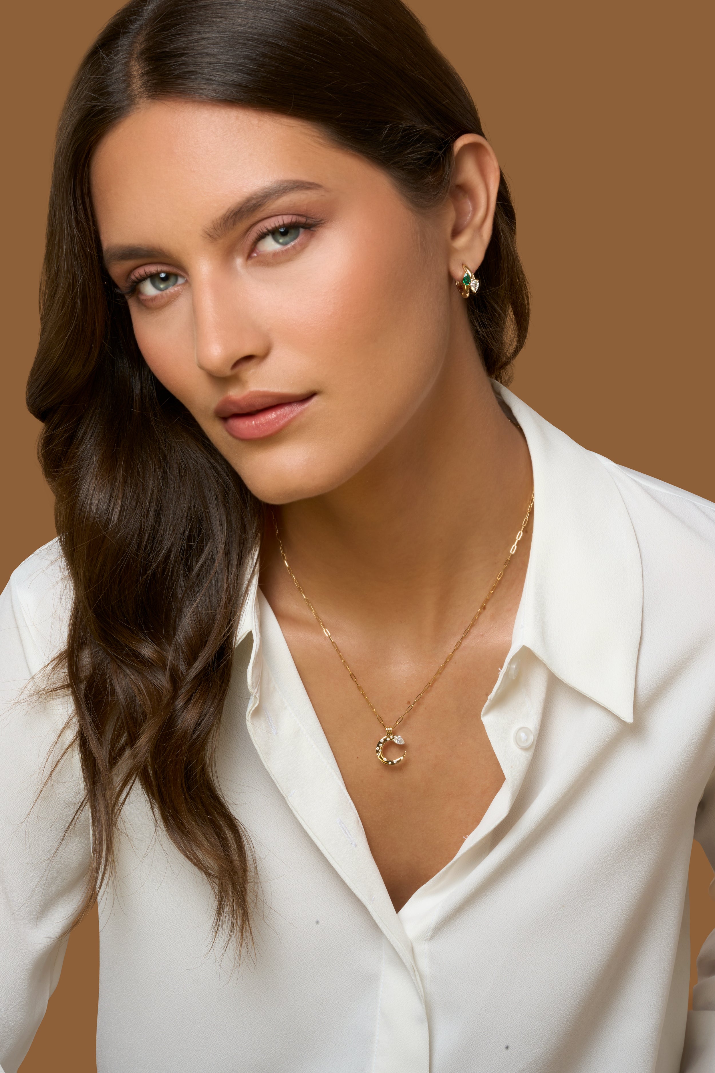 Crescent Pear Burnished Diamond Necklace