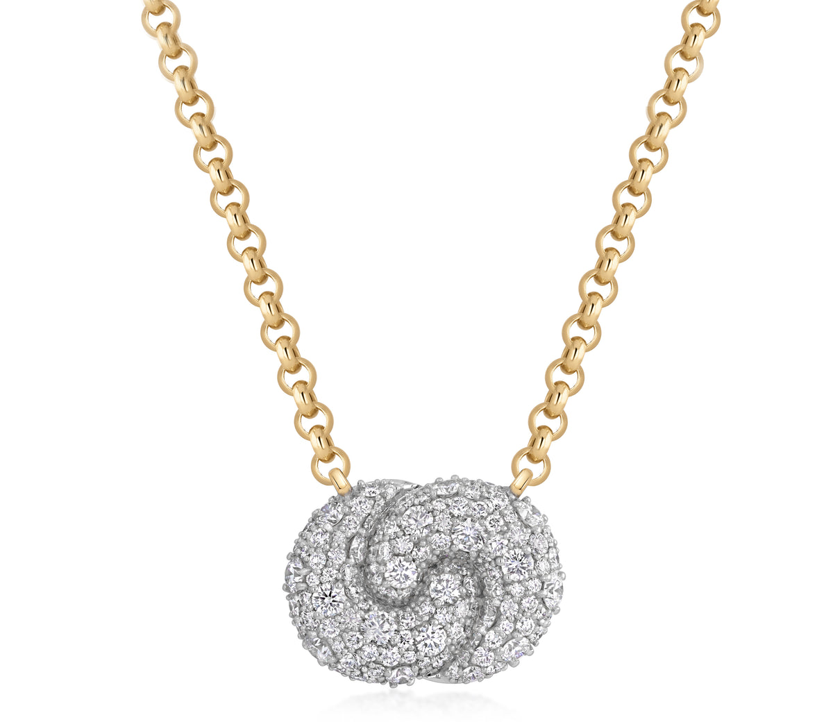 All Diamond Medium East-West Duet Necklace in 18k yellow gold with an east-west diamond pavé design in white rhodium #Finish_White Rhodium