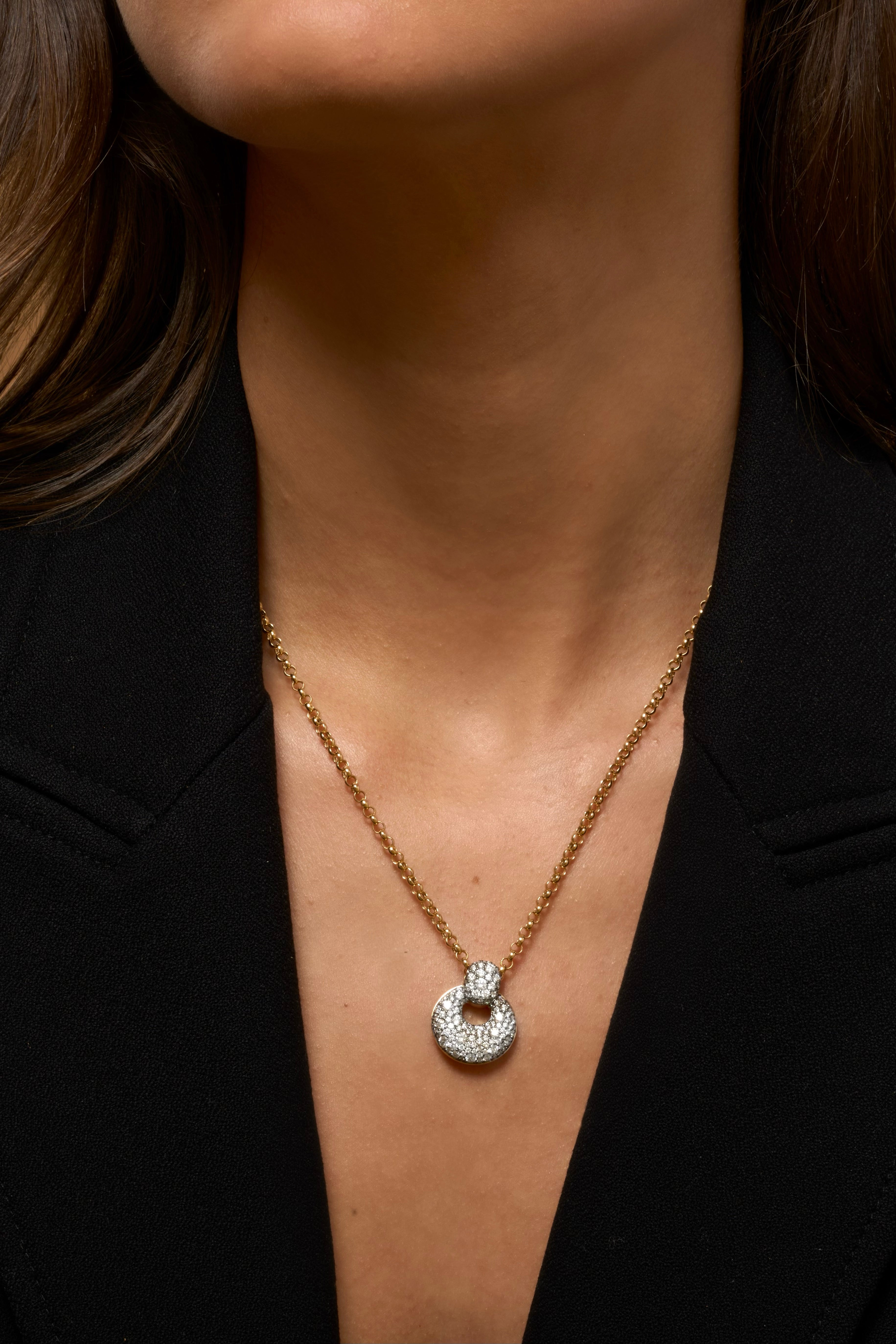 All Diamond Button Loop Necklace