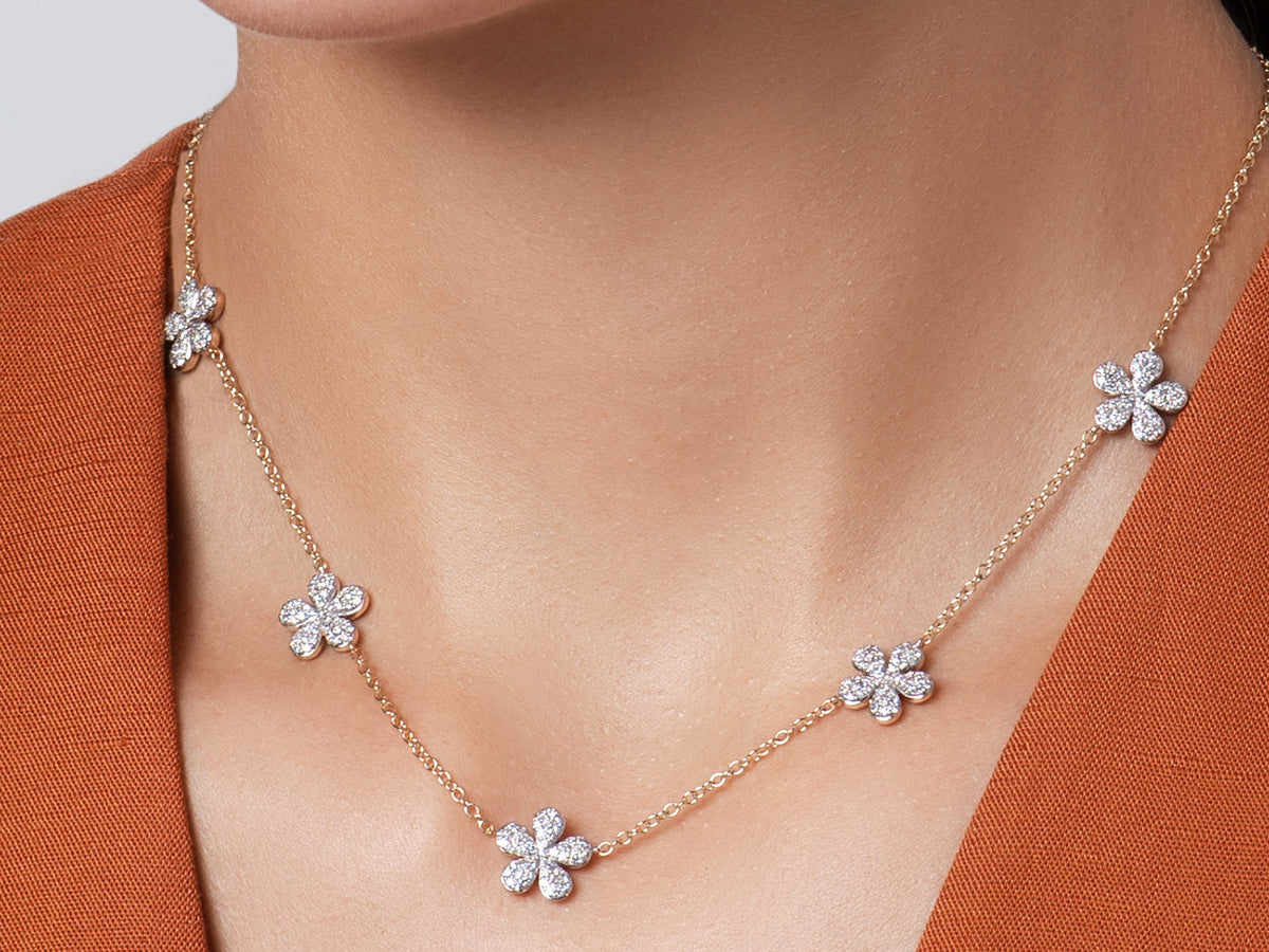 Five Station Forget-Me-Not Petite Necklace