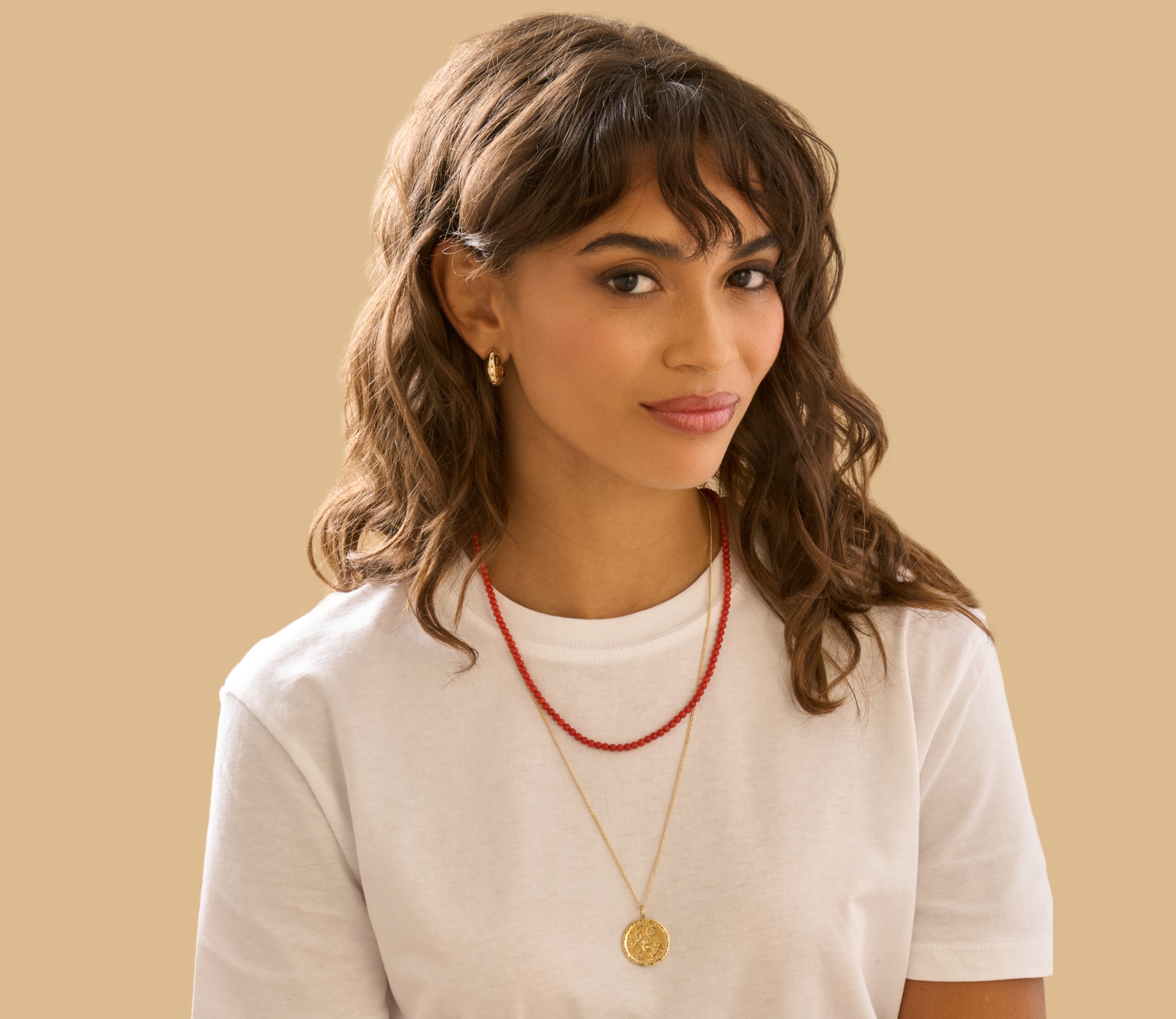 Coral Beads with End Caps