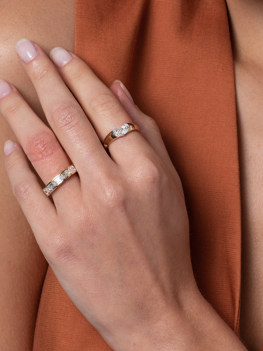 Kissing Pear Diamond Heart Ring