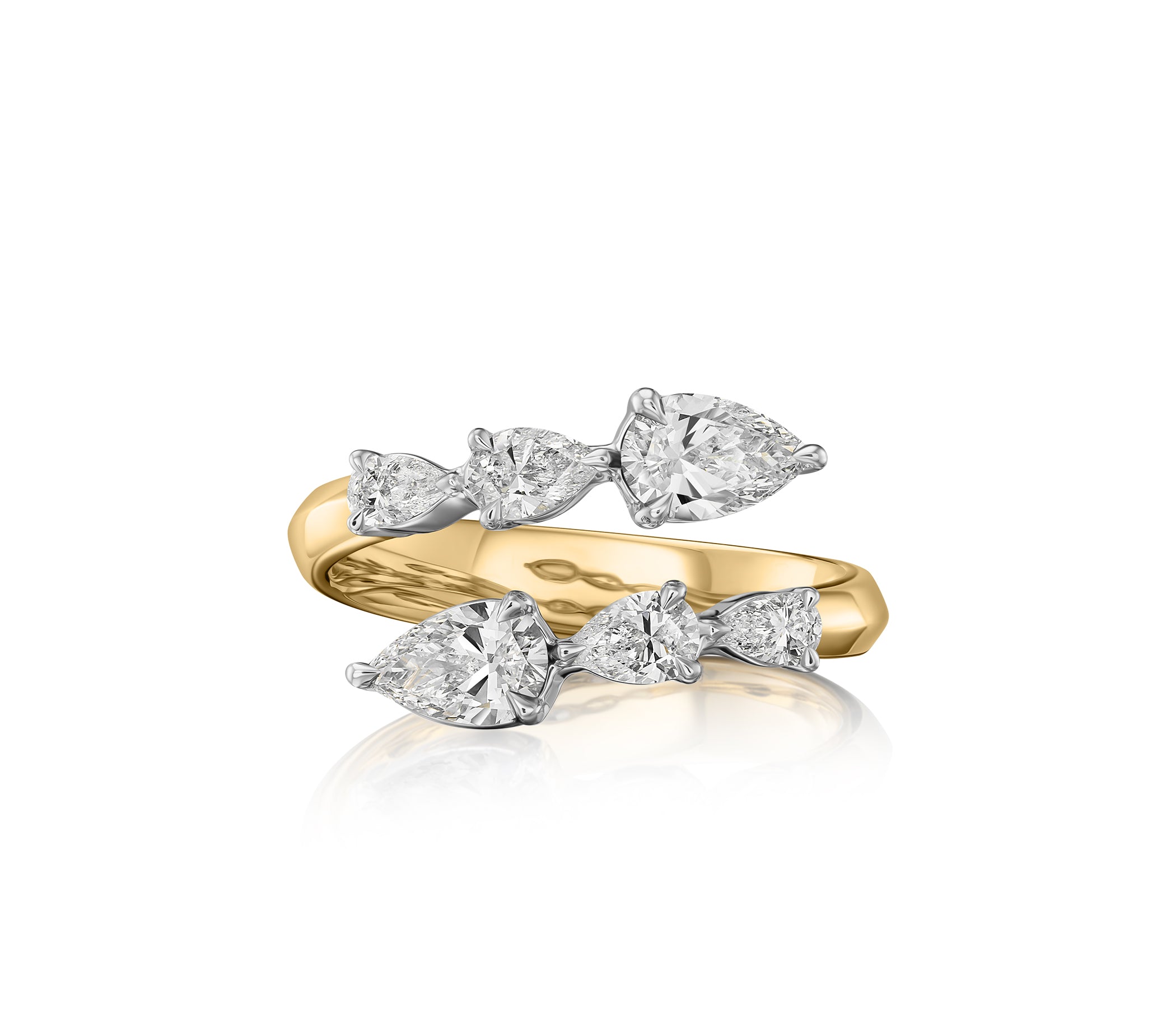 Pear Shape Diamond Graduated Crossover Ring