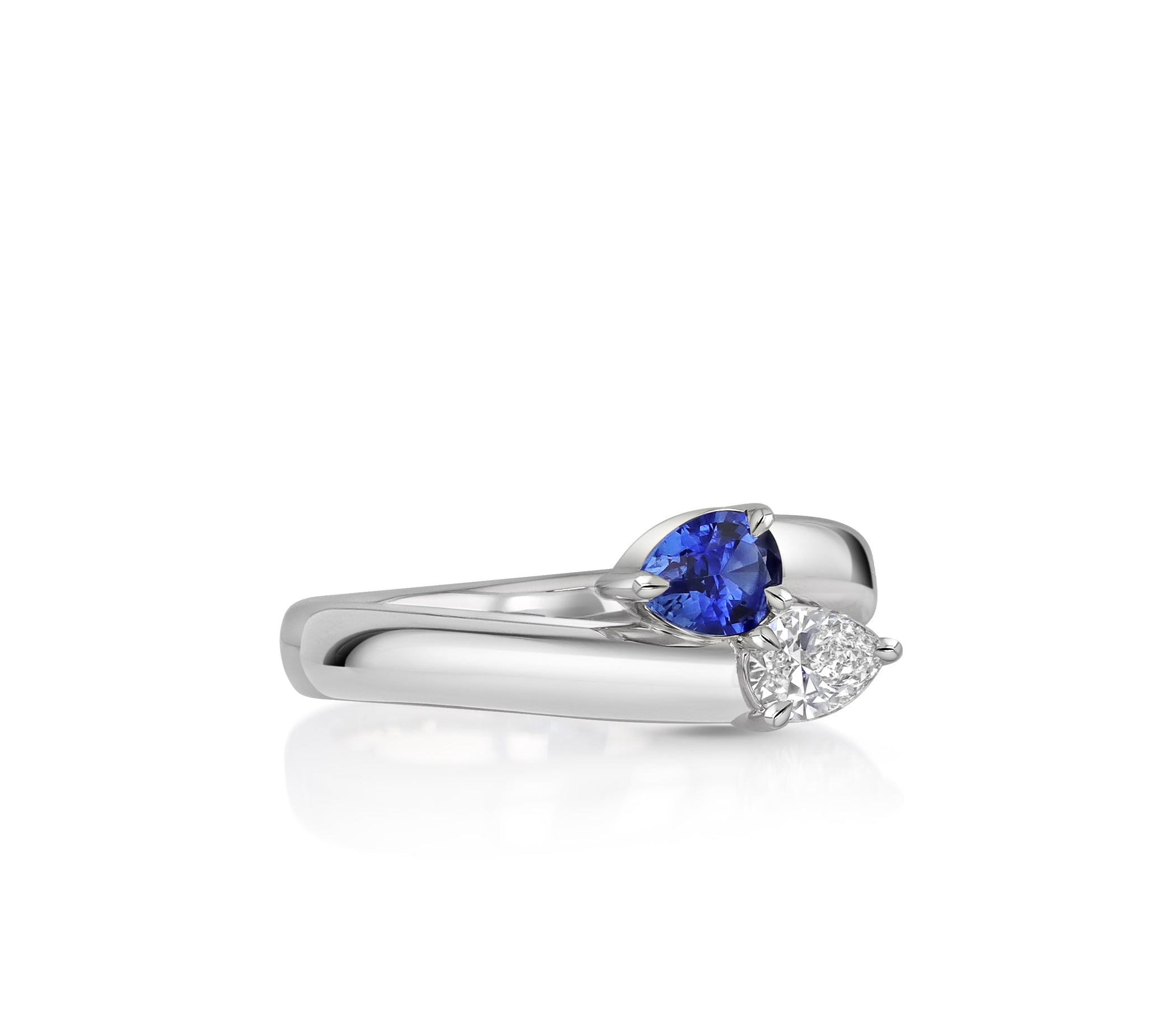 Pear Diamond & Sapphire Double Pear Intertwine Ring