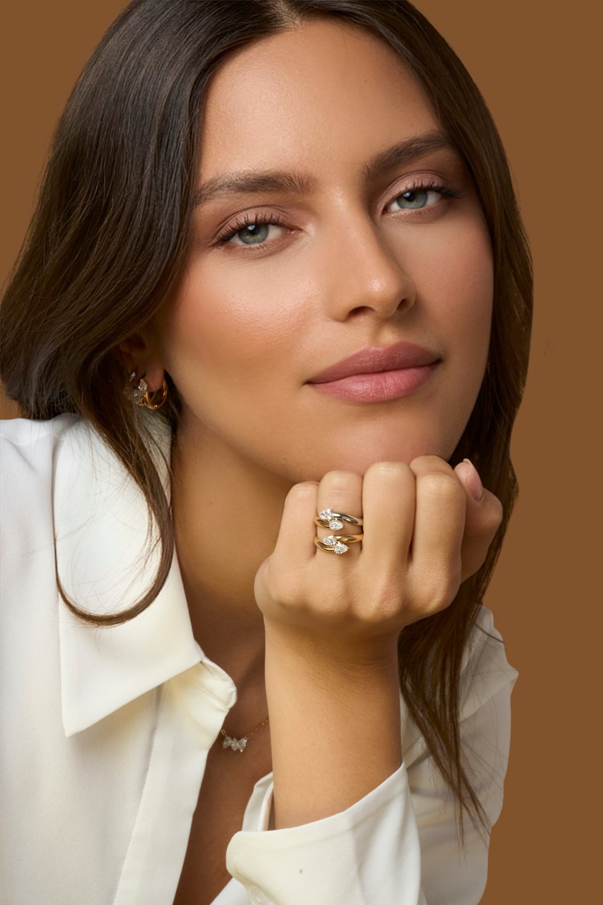 Two Tone Double Pear Intertwine Ring