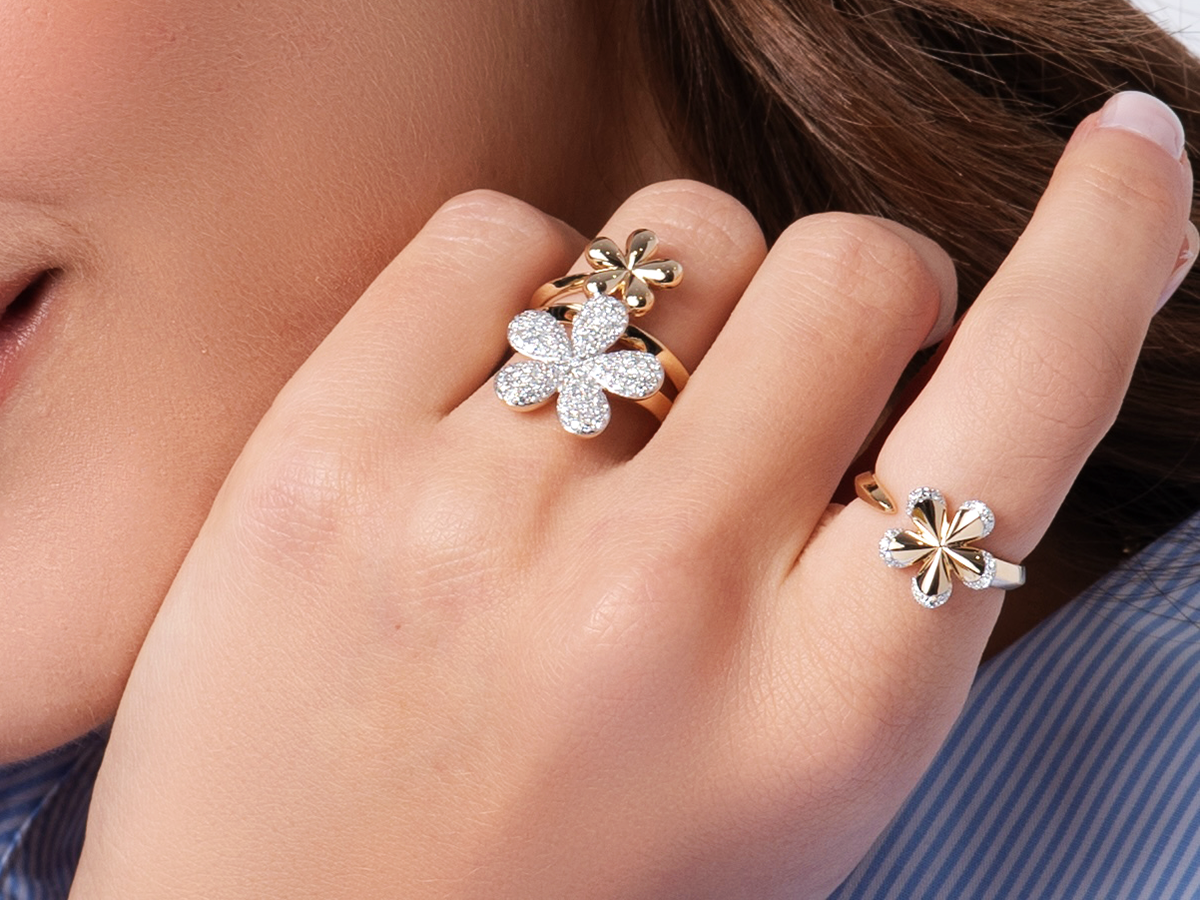 Knife Edge Open Small Forget-Me-Not Ring