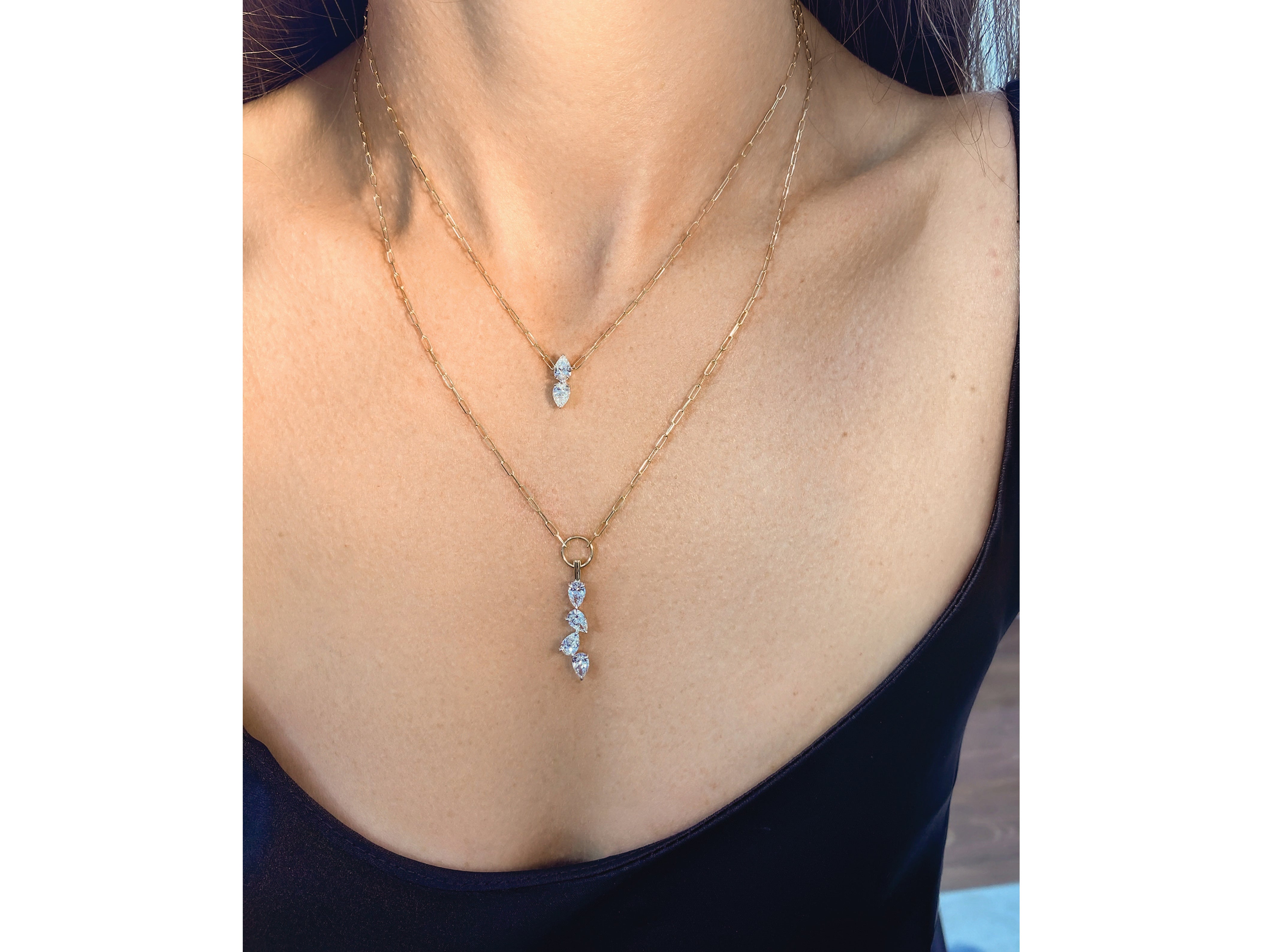 Pear Diamond Drop Necklace