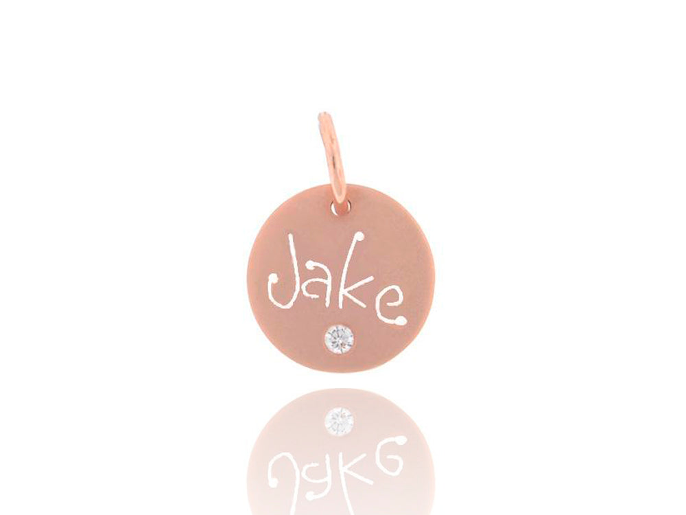 Rose Gold Carved Tag with Diamond