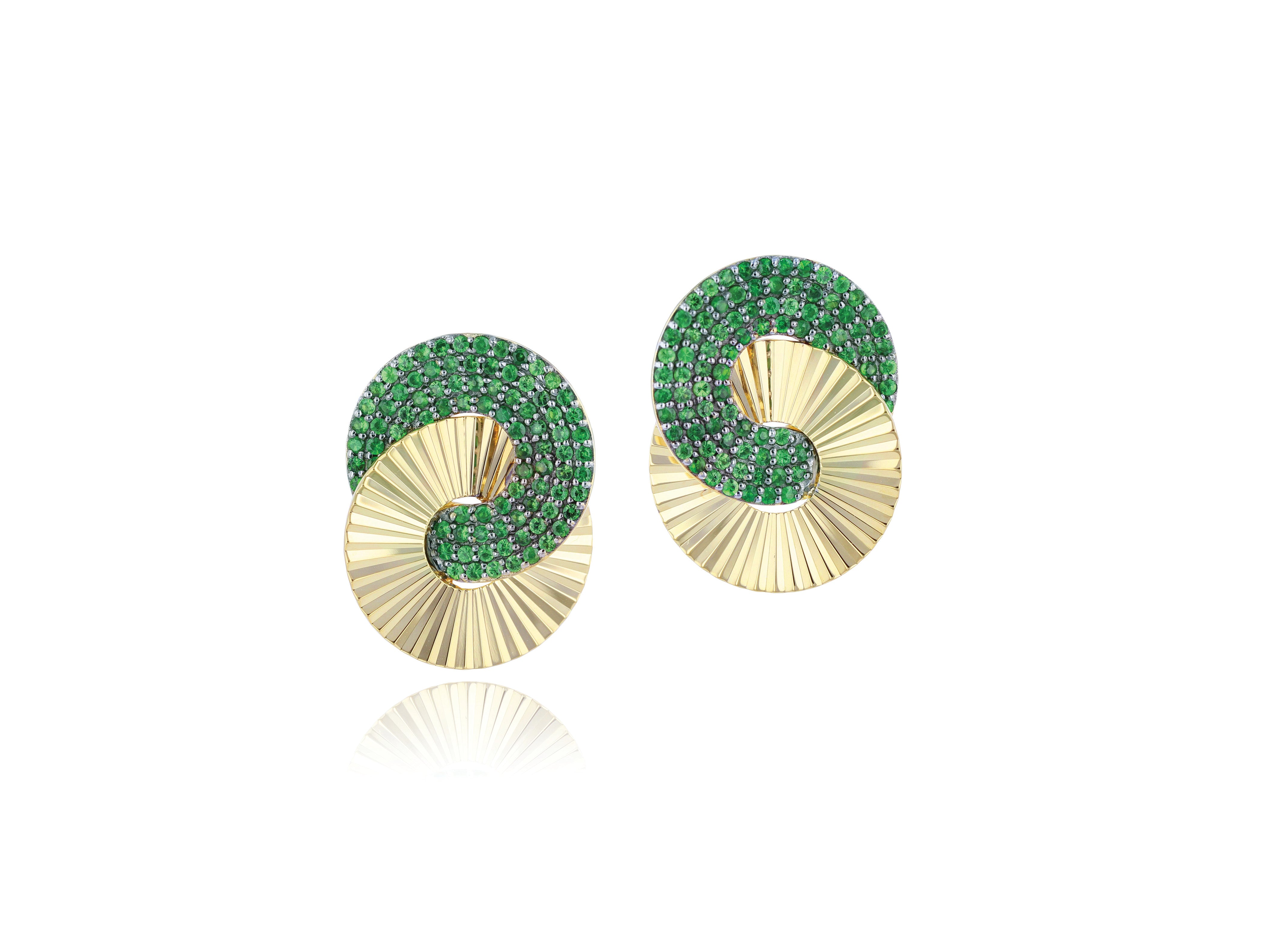 Tsavorite Large Aura Interlocking Stud Earrings