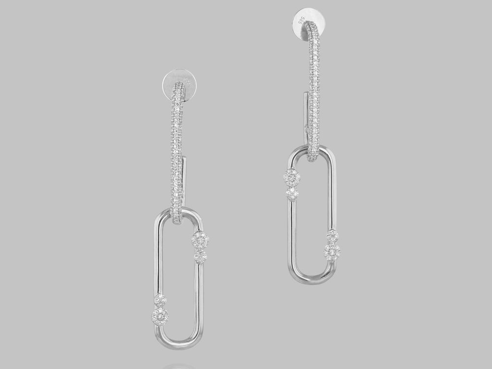Infinity Pave Hoop Link Drop Earrings