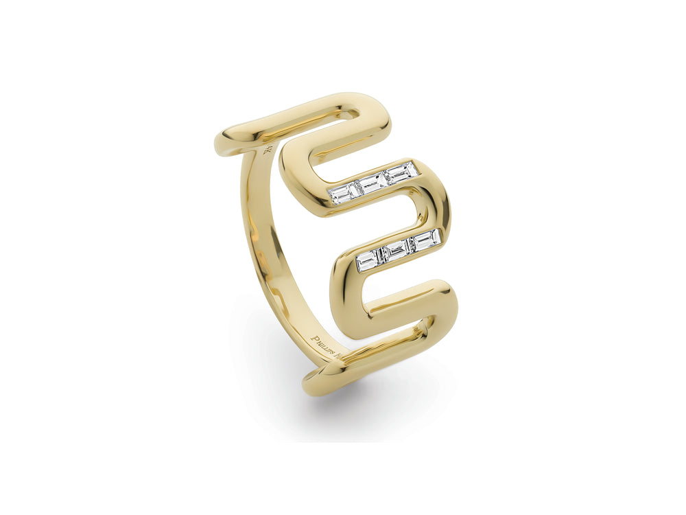 Link Baguette Squiggle Ring