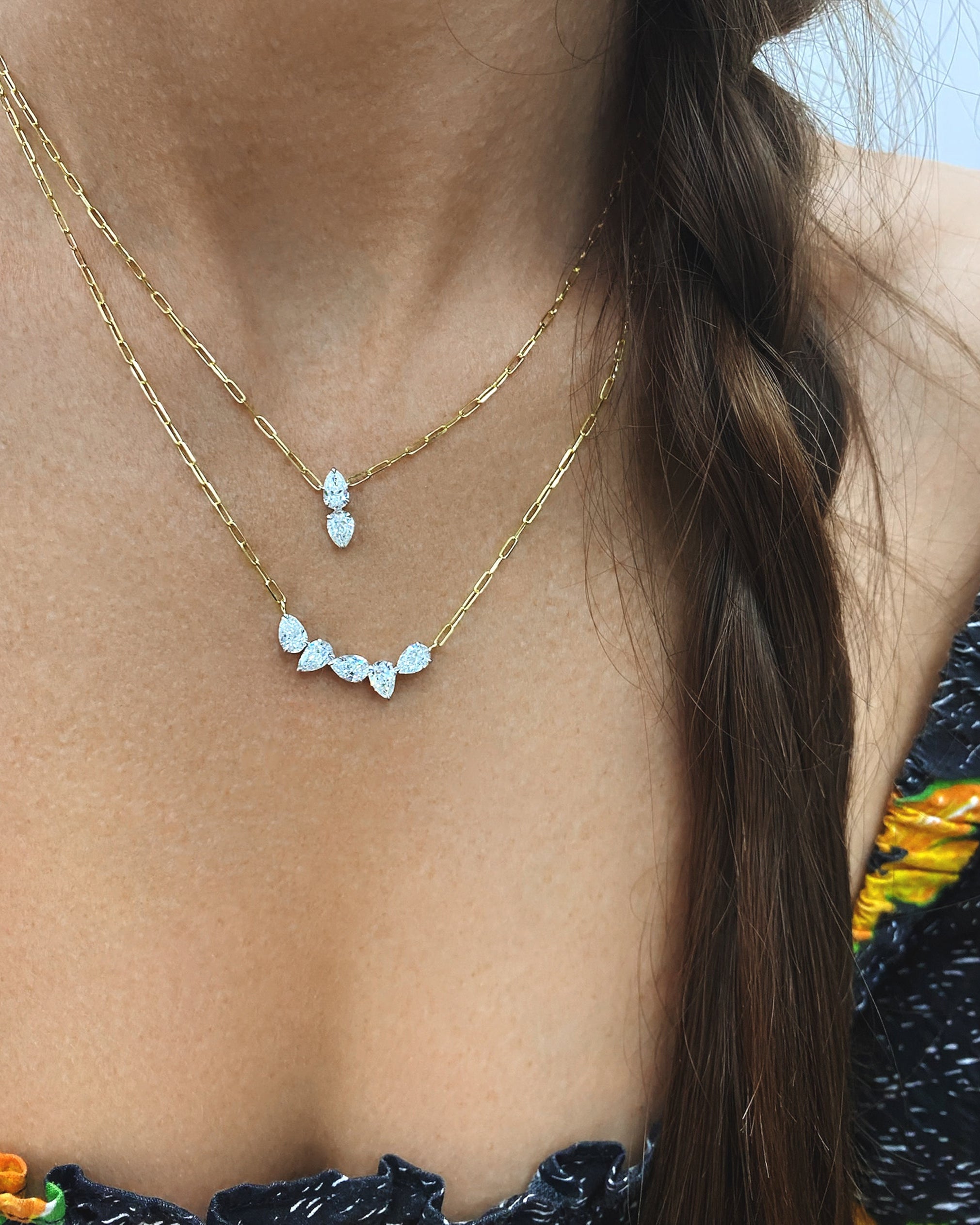 Five Pear Diamond Necklace