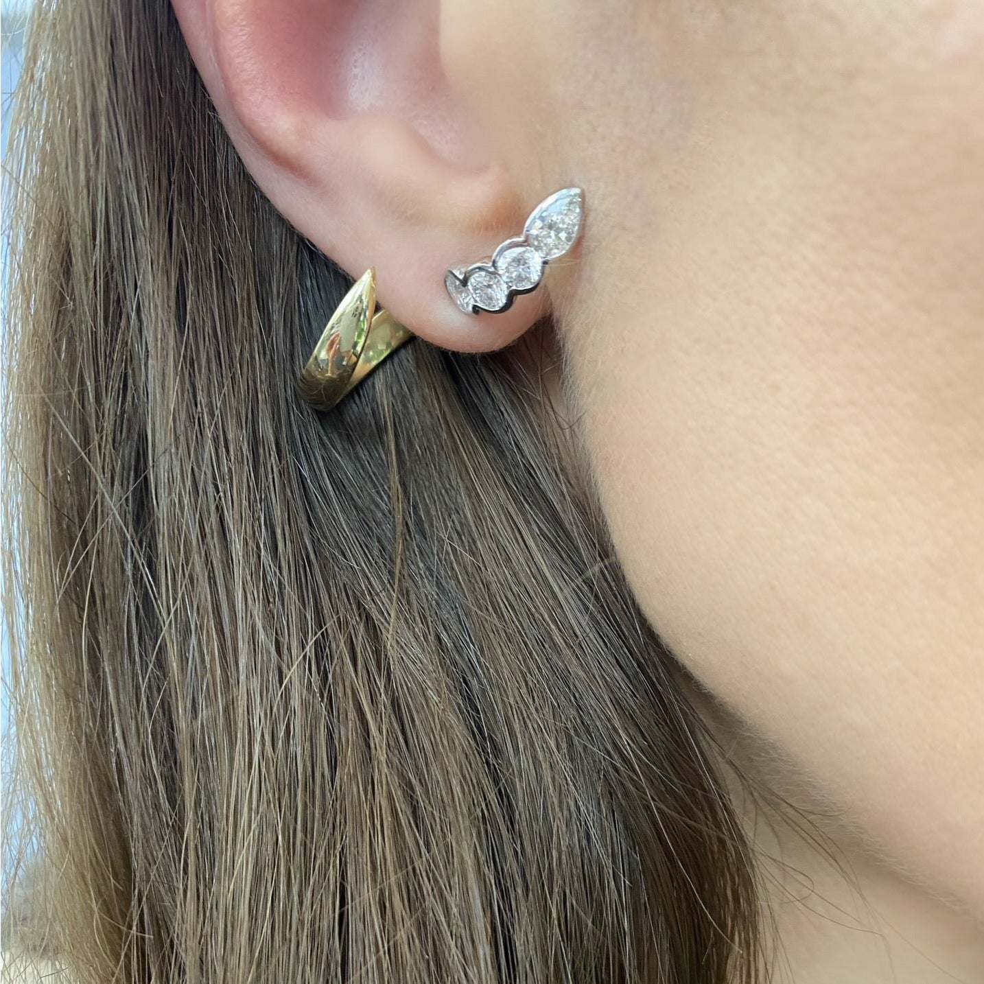 Pear & Round Cuddle Front Back Earrings