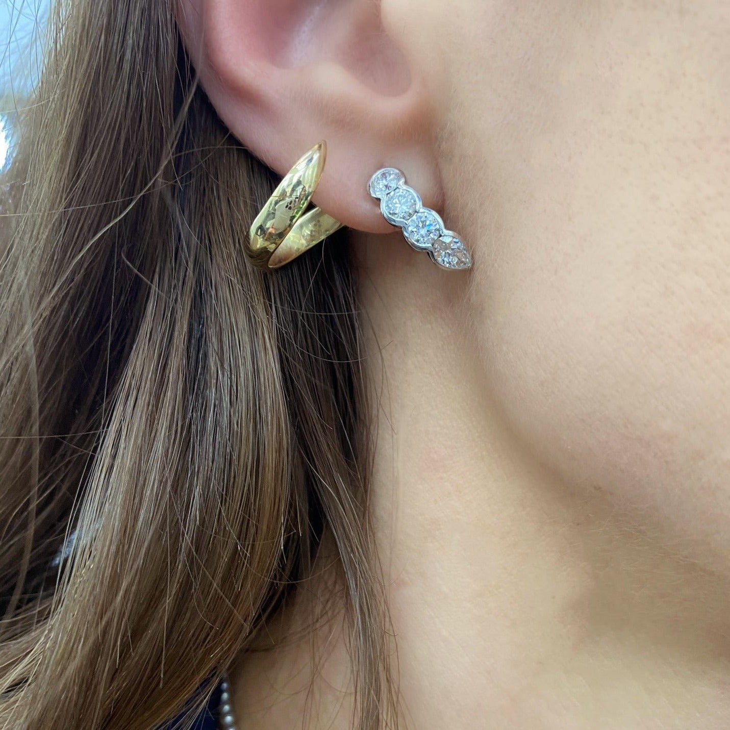 Pear & Round Cuddle Front Back Earrings