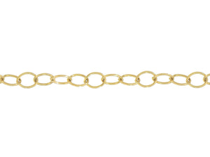 Yellow Gold Oval Link Logo Tag Chain