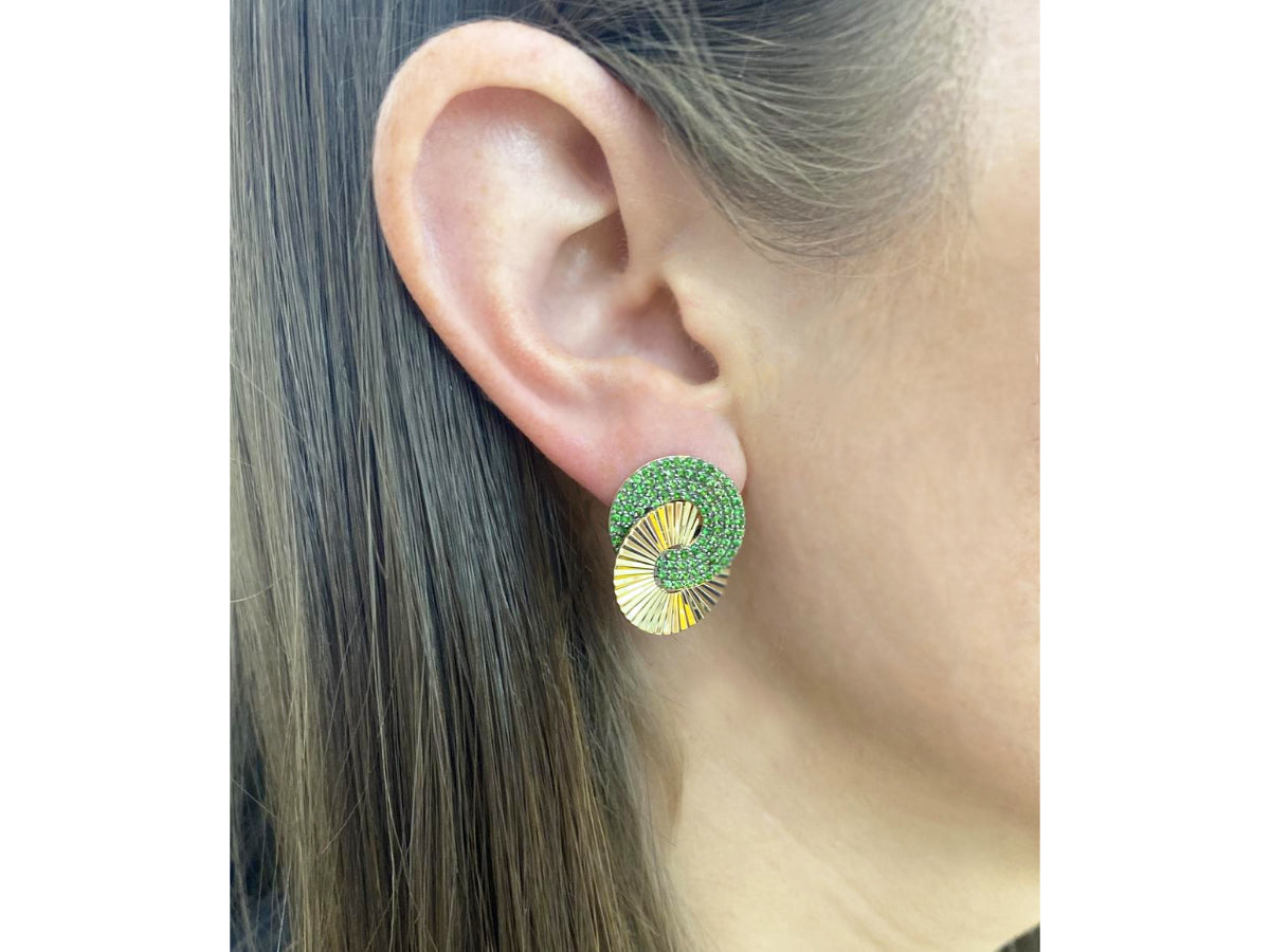 Tsavorite Large Aura Interlocking Stud Earrings