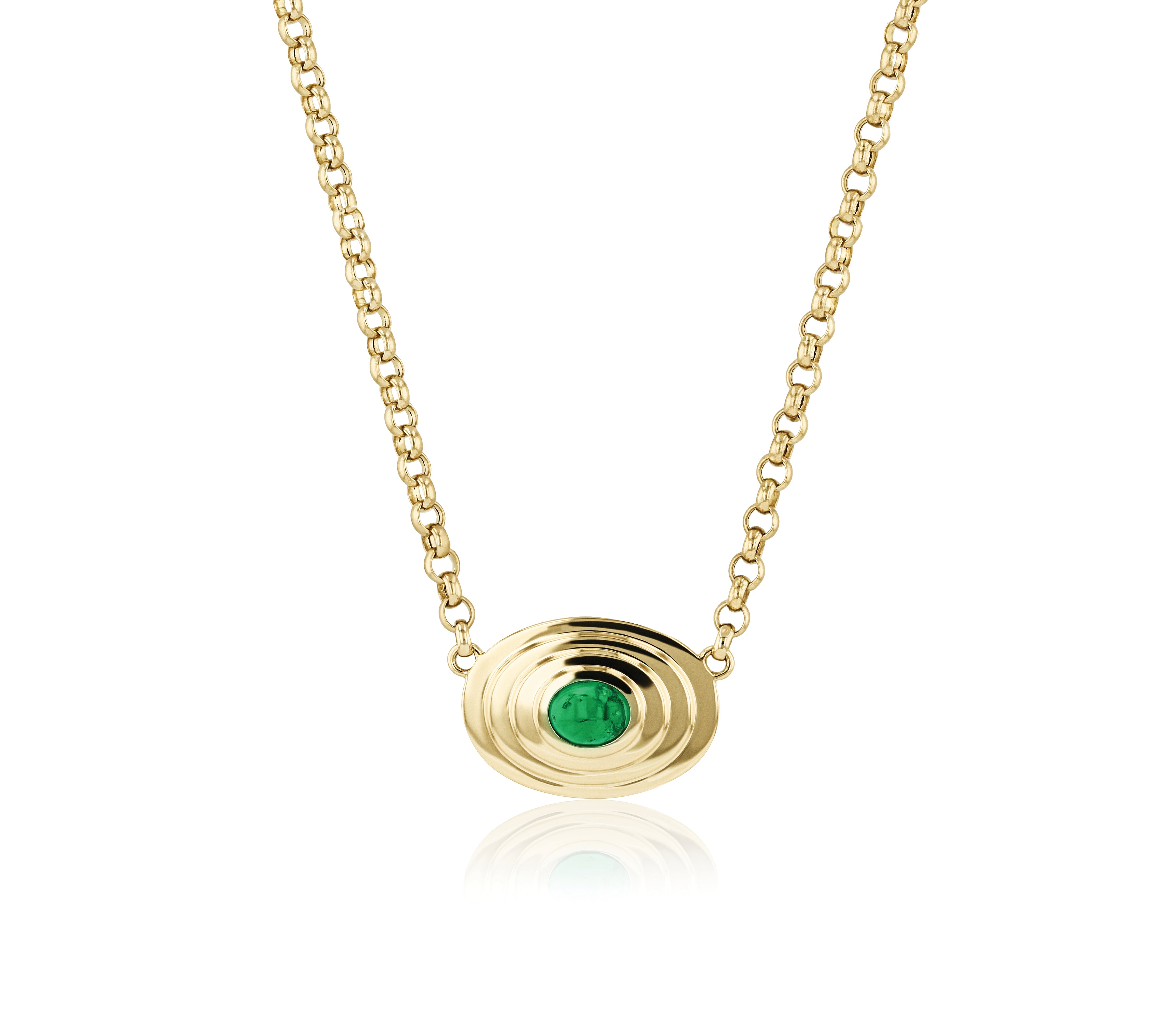 Emerald Cabochon Oval Layered Necklace