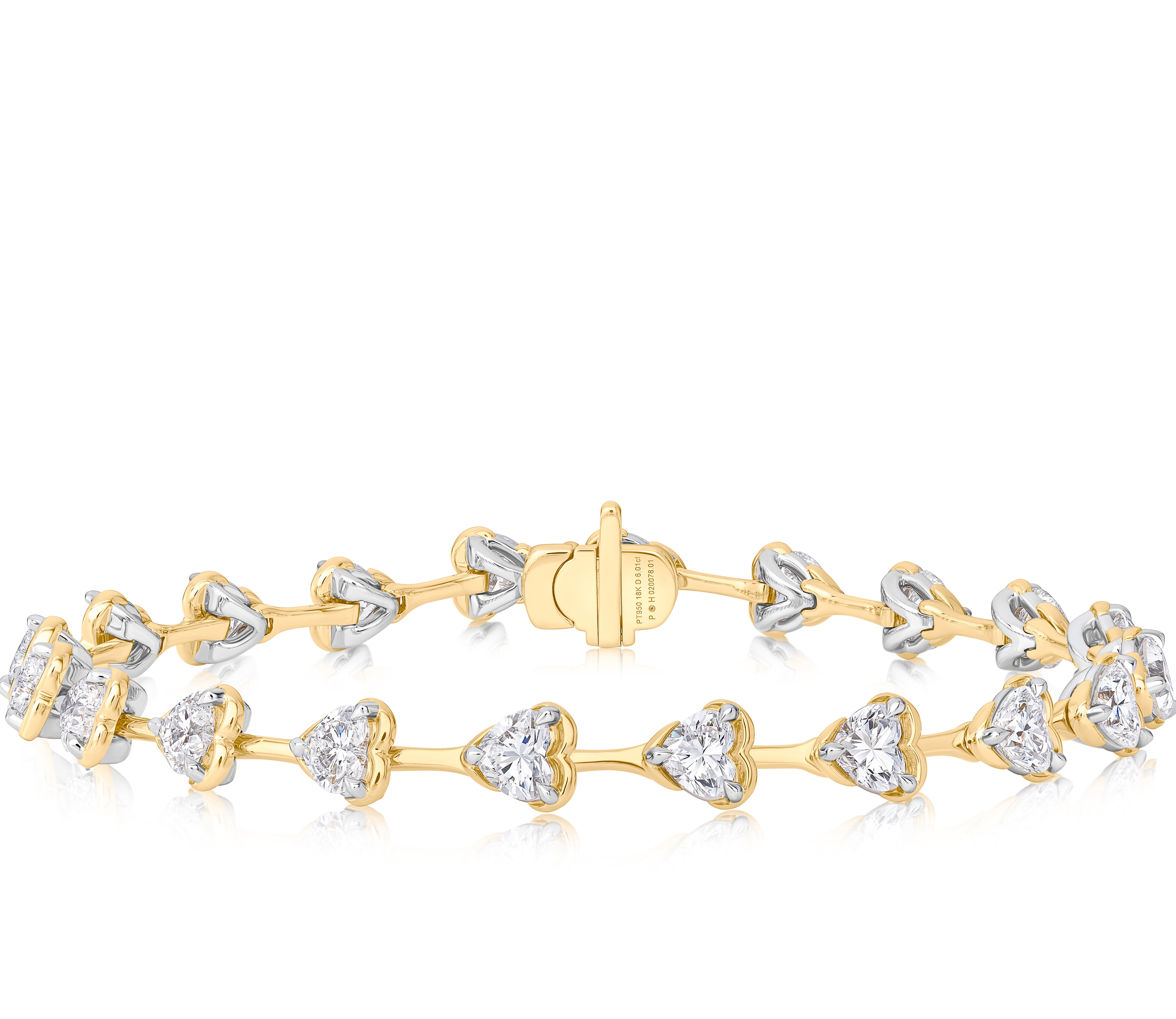 Heart Diamond Cuddle Line Tennis Bracelet