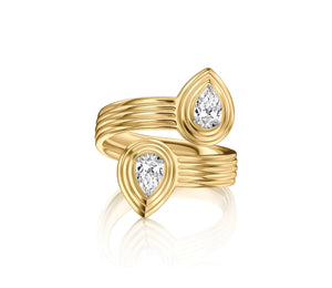 Pear Shape Diamond Layered Pear Bypass Ring