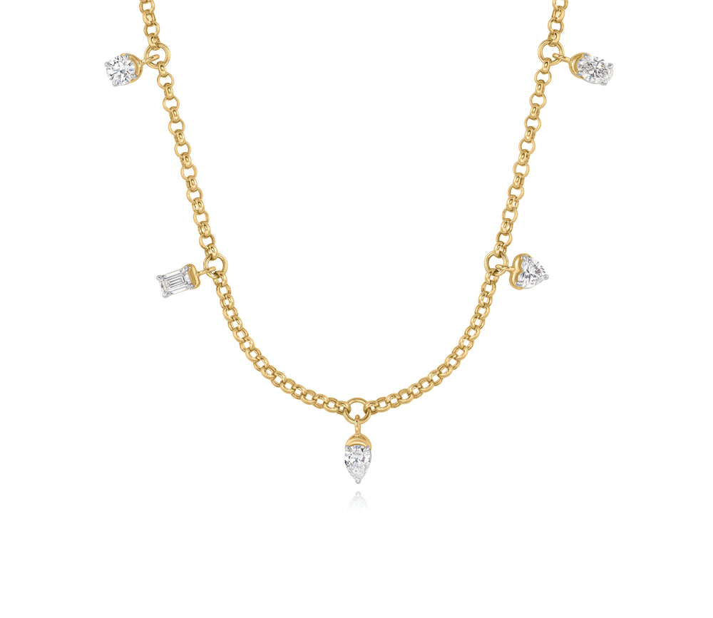 Multi-Shape Diamond Five Station Necklace