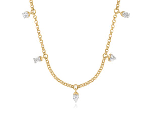 Multi-Shape Diamond Five Station Necklace