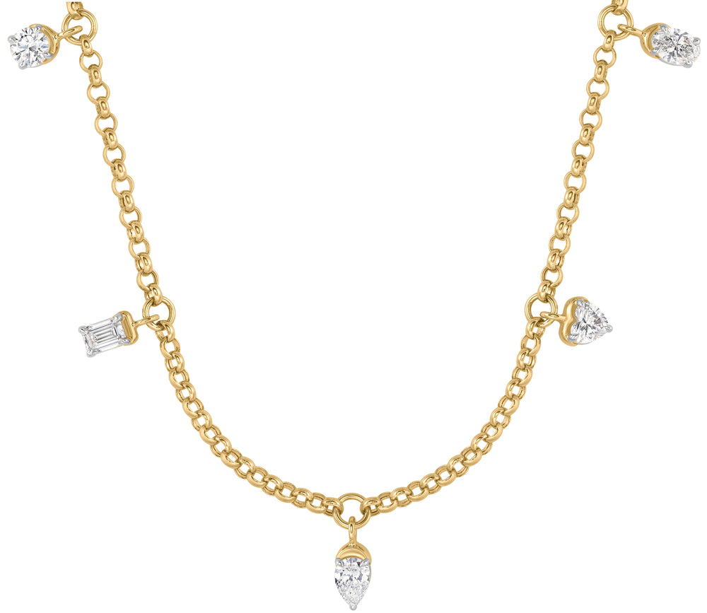 Multi-Shape Diamond Five Station Necklace