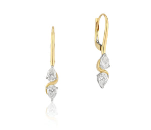 Double Pear Shape Diamond Cuddle Leverbacks