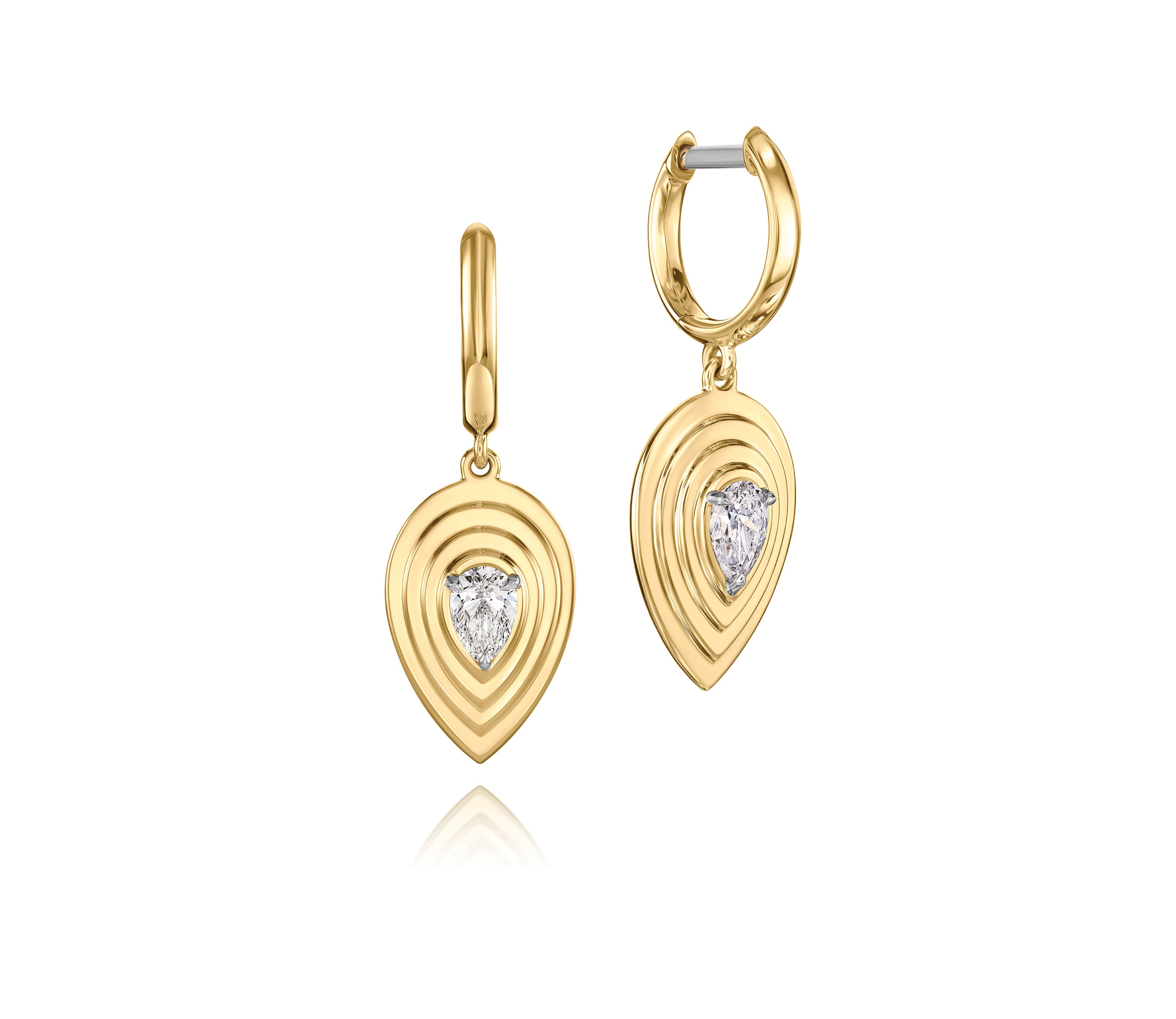 Pear Shape Diamond Layered Pear Huggies